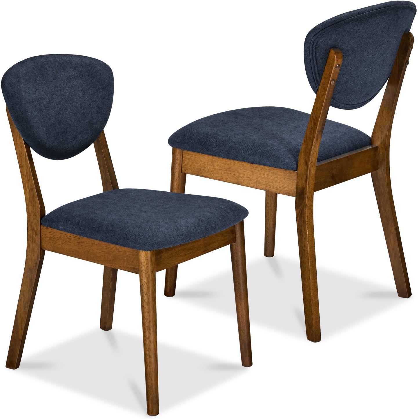 2-Piece Mid-Century Modern Wood &Upholstered Dining Chair Set