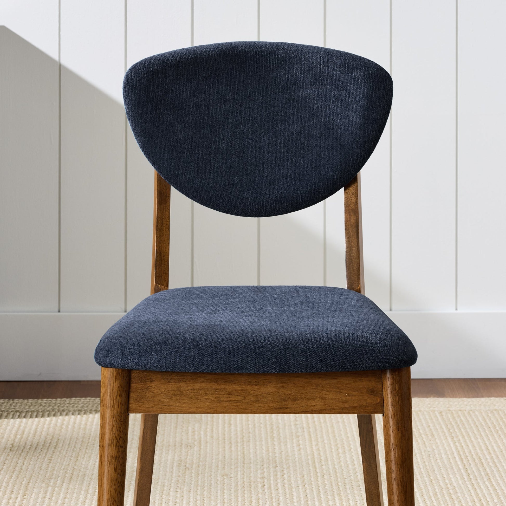 2-Piece Mid-Century Modern Wood &Upholstered Dining Chair Set