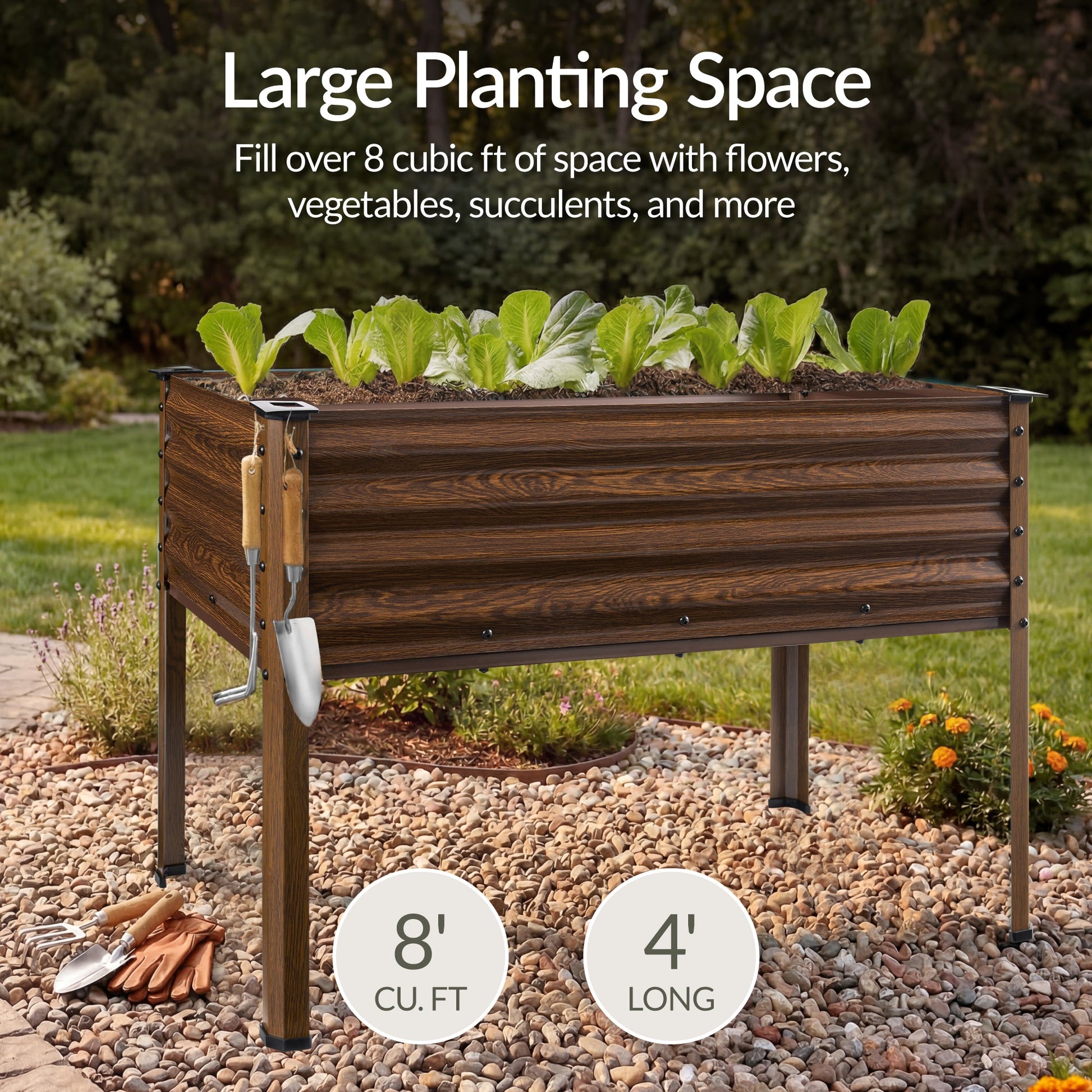 Elevated Galvanized Metal Garden Bed w/ Corner Protectors - 48x24x30in