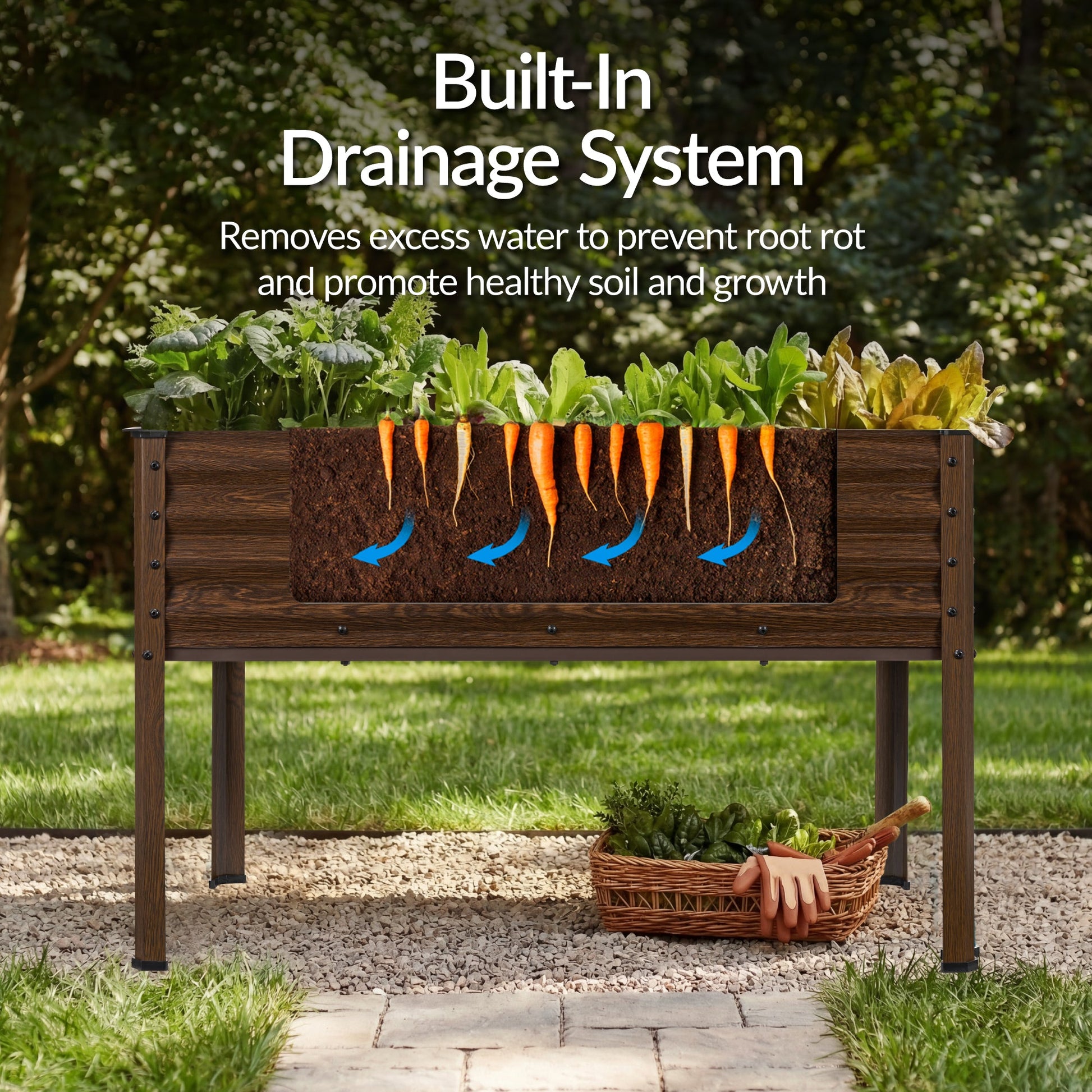 Elevated Galvanized Metal Garden Bed w/ Corner Protectors - 48x24x30in
