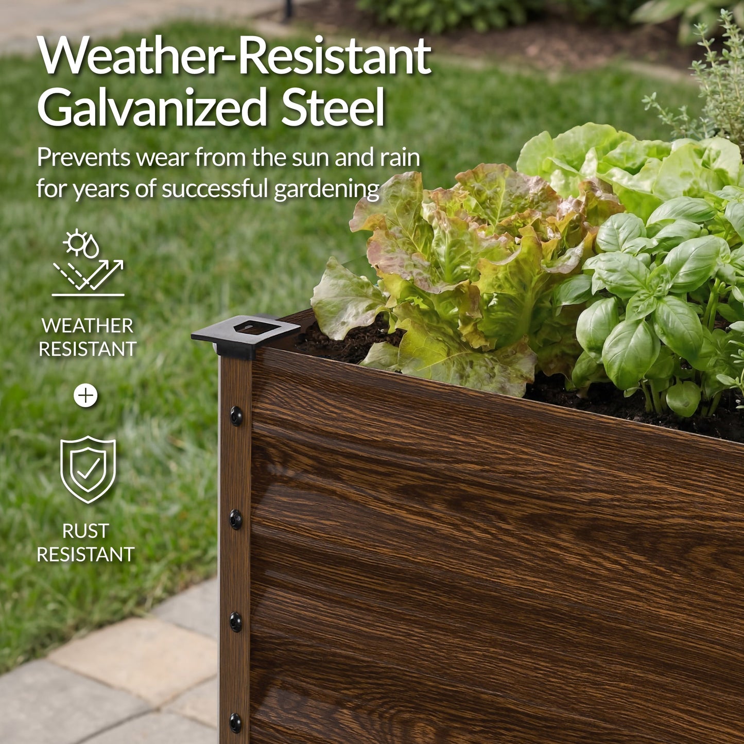 Elevated Galvanized Metal Garden Bed w/ Corner Protectors - 48x24x30in