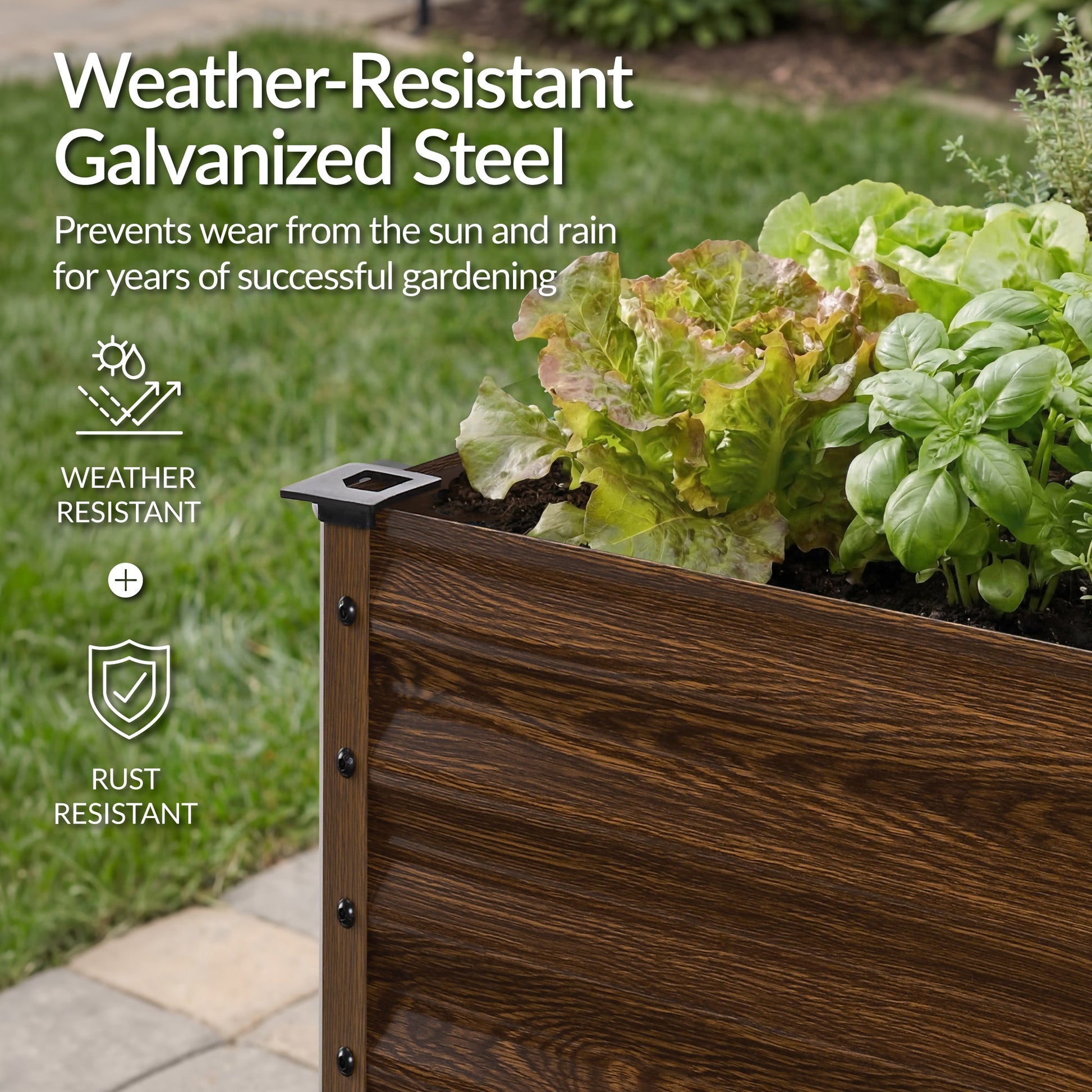 Elevated Galvanized Metal Garden Bed w/ Corner Protectors - 48x24x30in