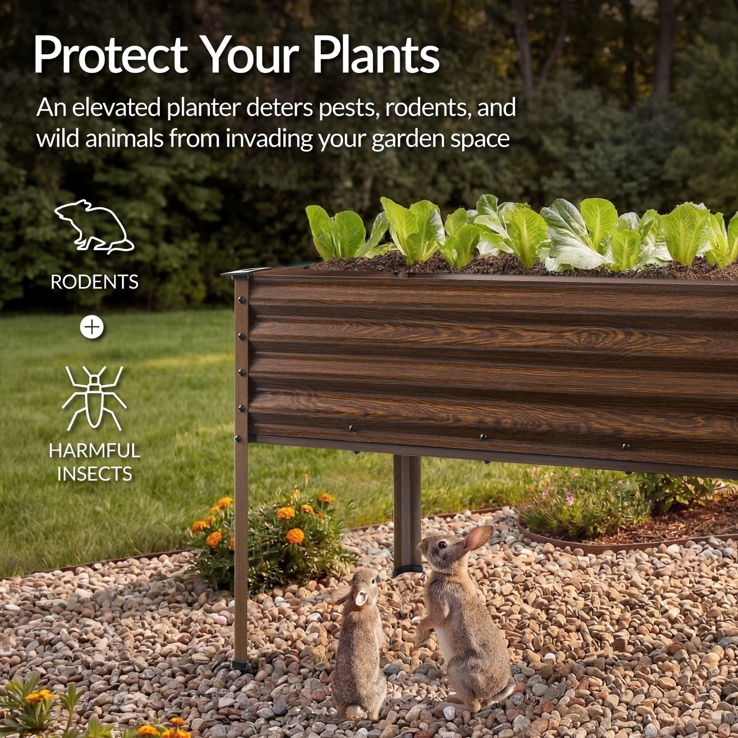 Elevated Galvanized Metal Garden Bed w/ Corner Protectors - 48x24x30in