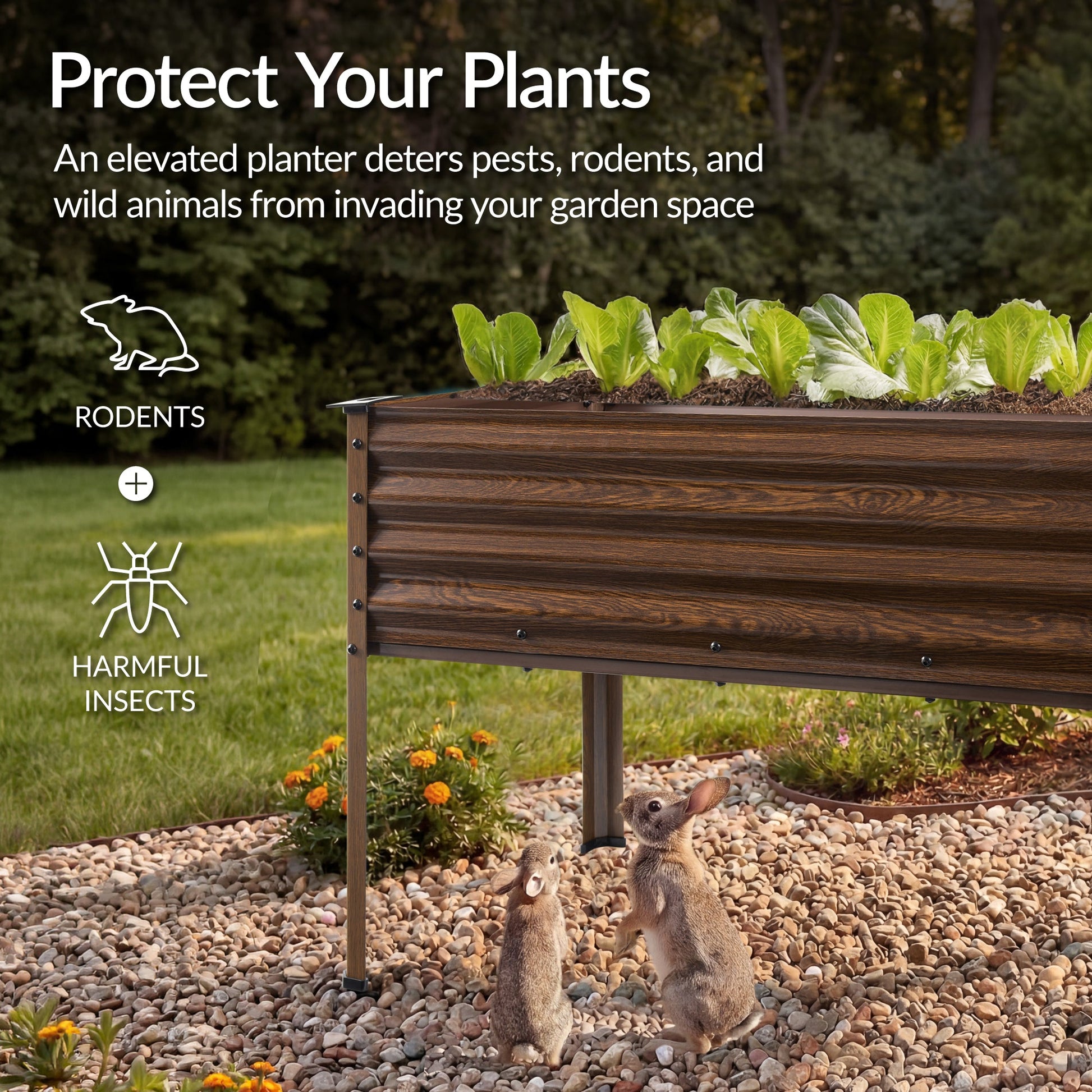 Elevated Galvanized Metal Garden Bed w/ Corner Protectors - 48x24x30in