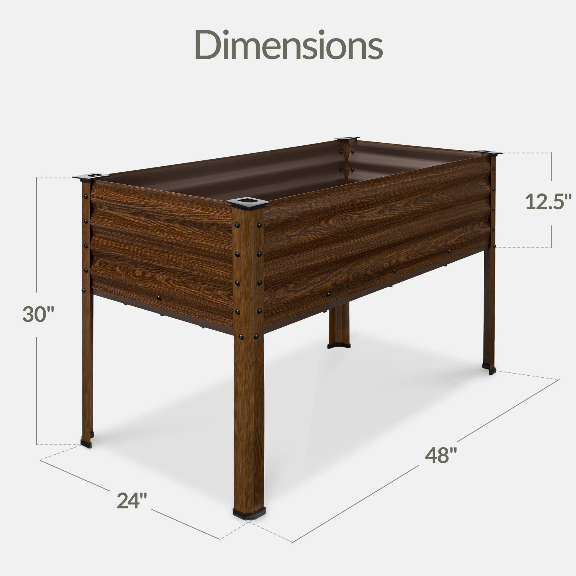 Elevated Galvanized Metal Garden Bed w/ Corner Protectors - 48x24x30in