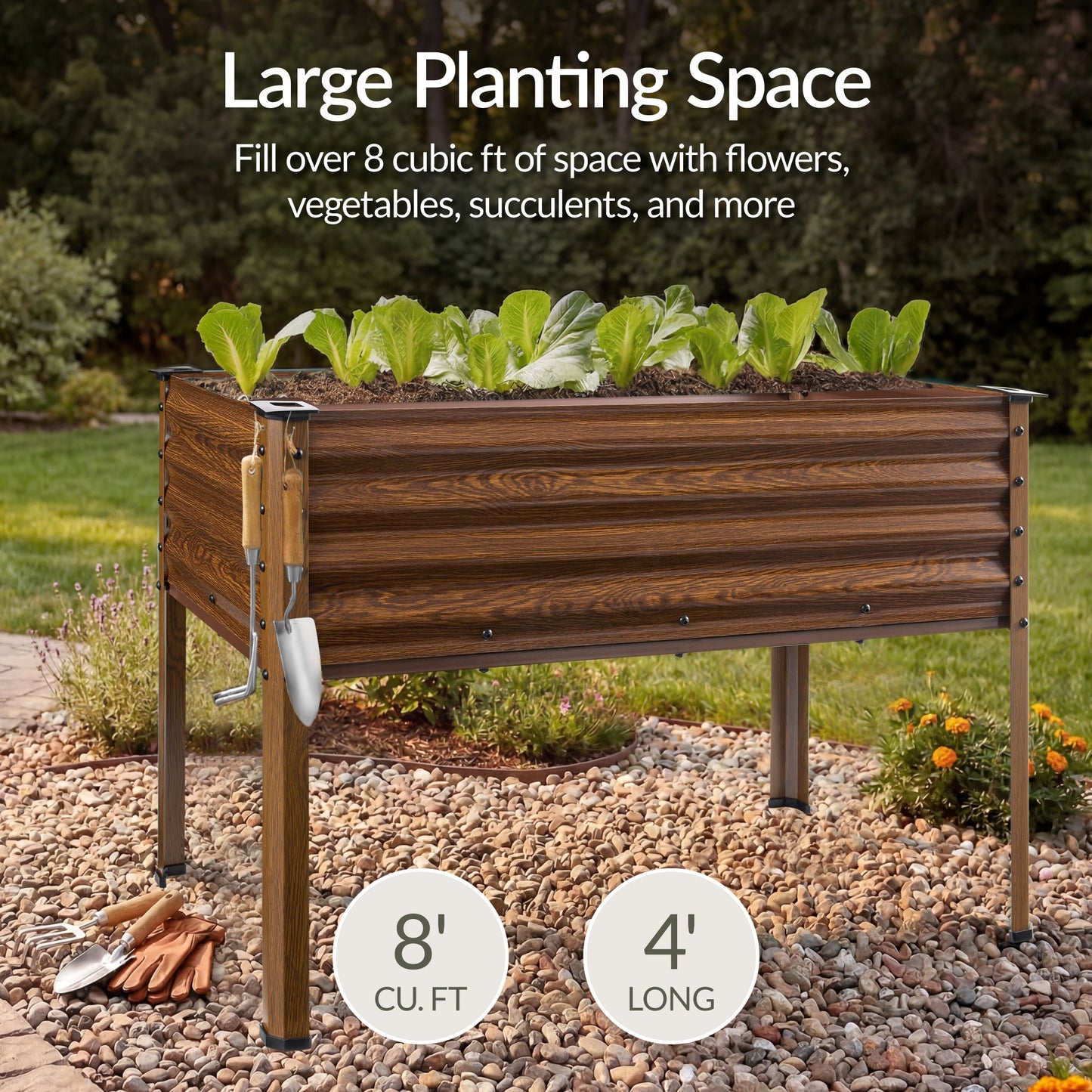 Elevated Galvanized Metal Garden Bed w/ Corner Protectors - 48x24x30in