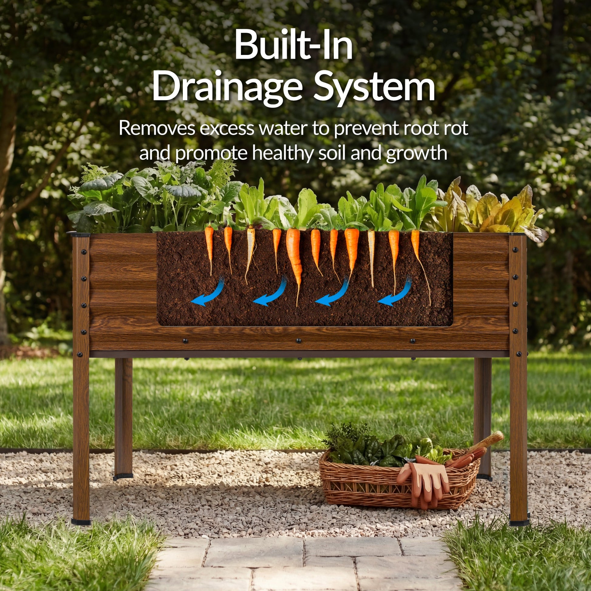 Elevated Galvanized Metal Garden Bed w/ Corner Protectors - 48x24x30in