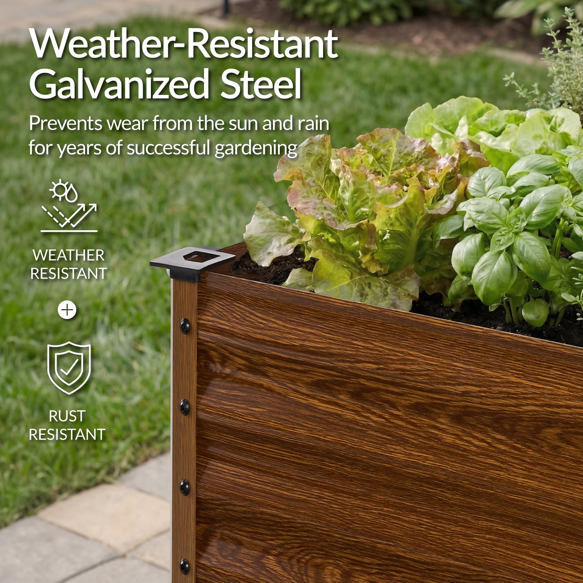 Elevated Galvanized Metal Garden Bed w/ Corner Protectors - 48x24x30in