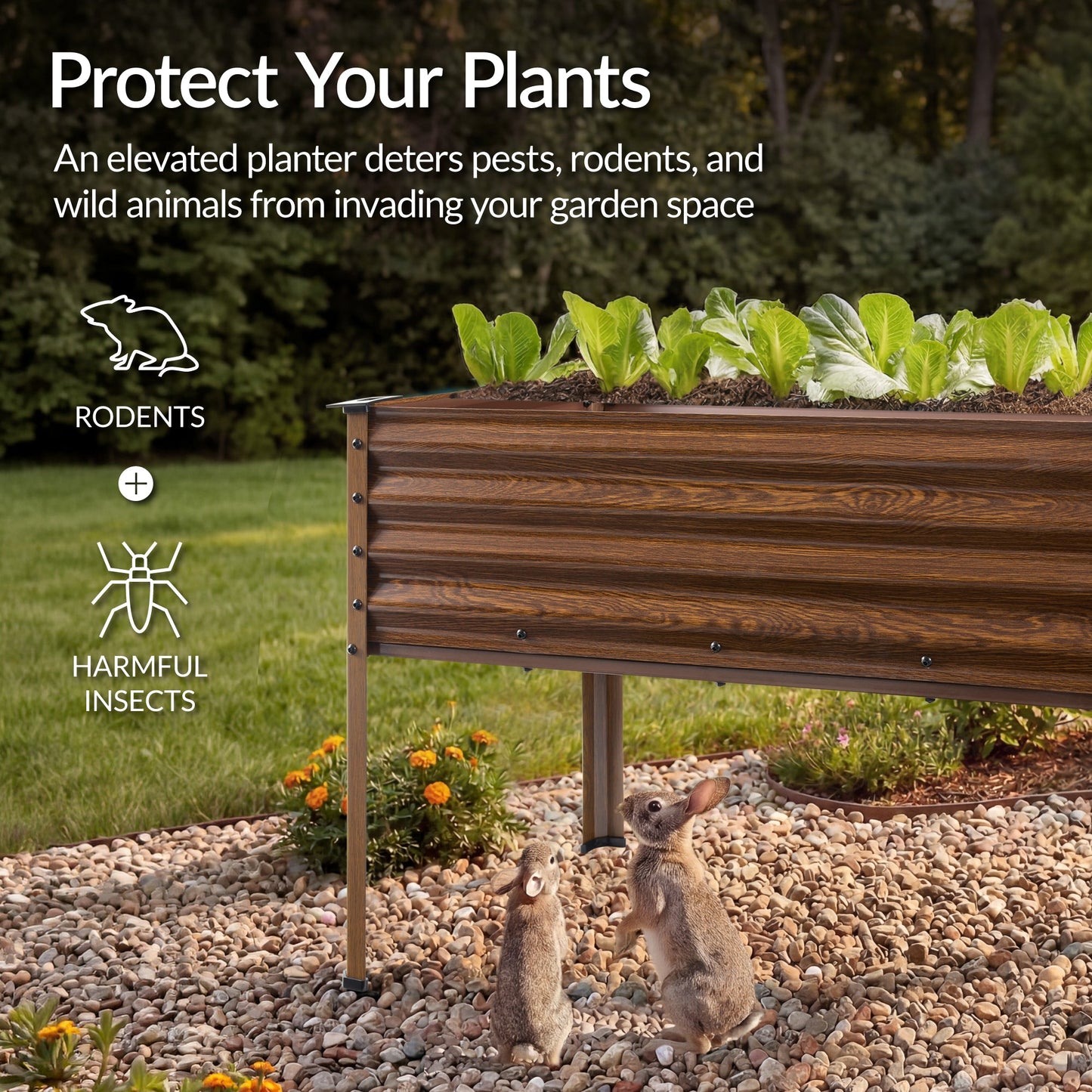 Elevated Galvanized Metal Garden Bed w/ Corner Protectors - 48x24x30in