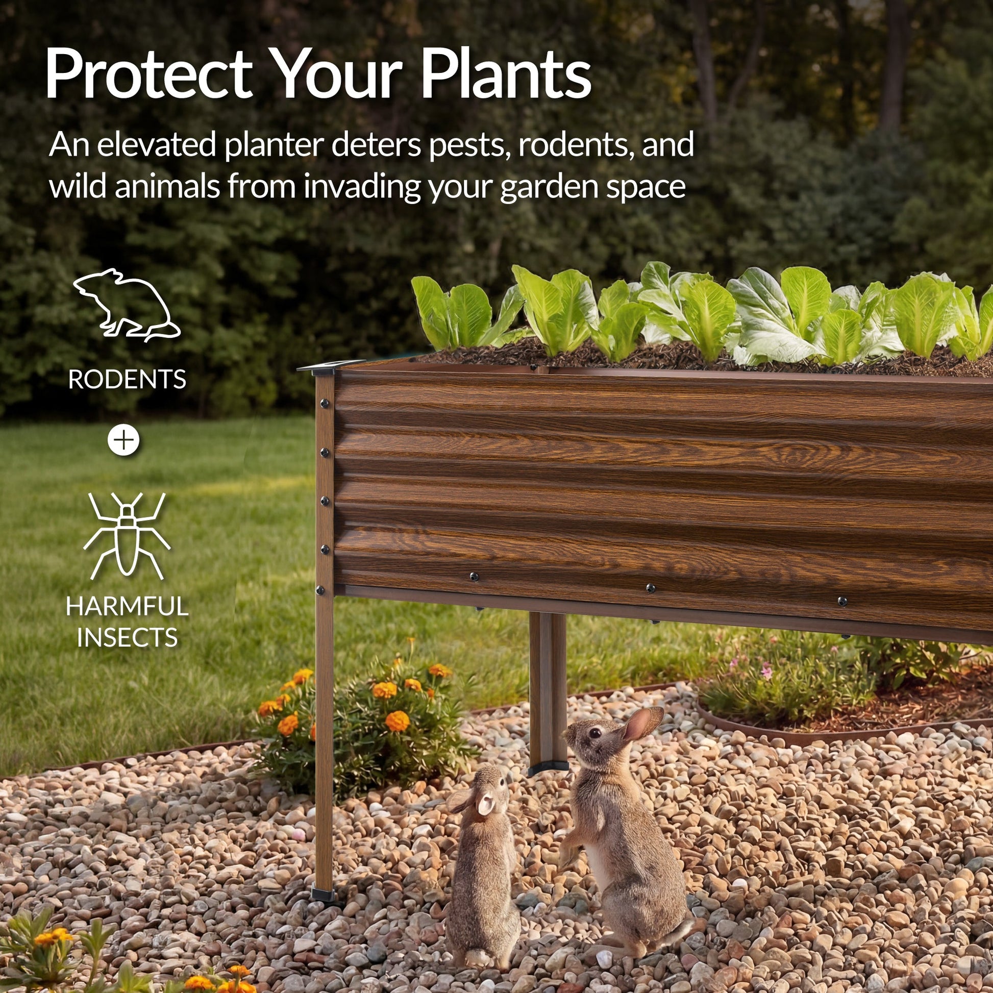 Elevated Galvanized Metal Garden Bed w/ Corner Protectors - 48x24x30in