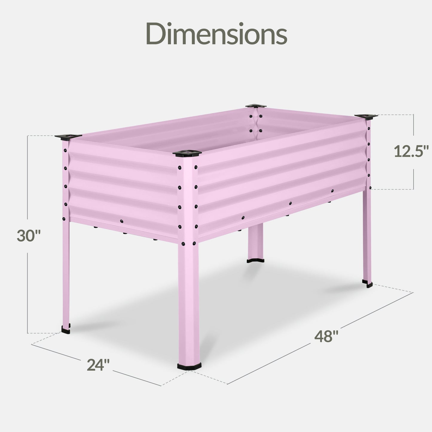 Elevated Galvanized Metal Garden Bed w/ Corner Protectors - 48x24x30in