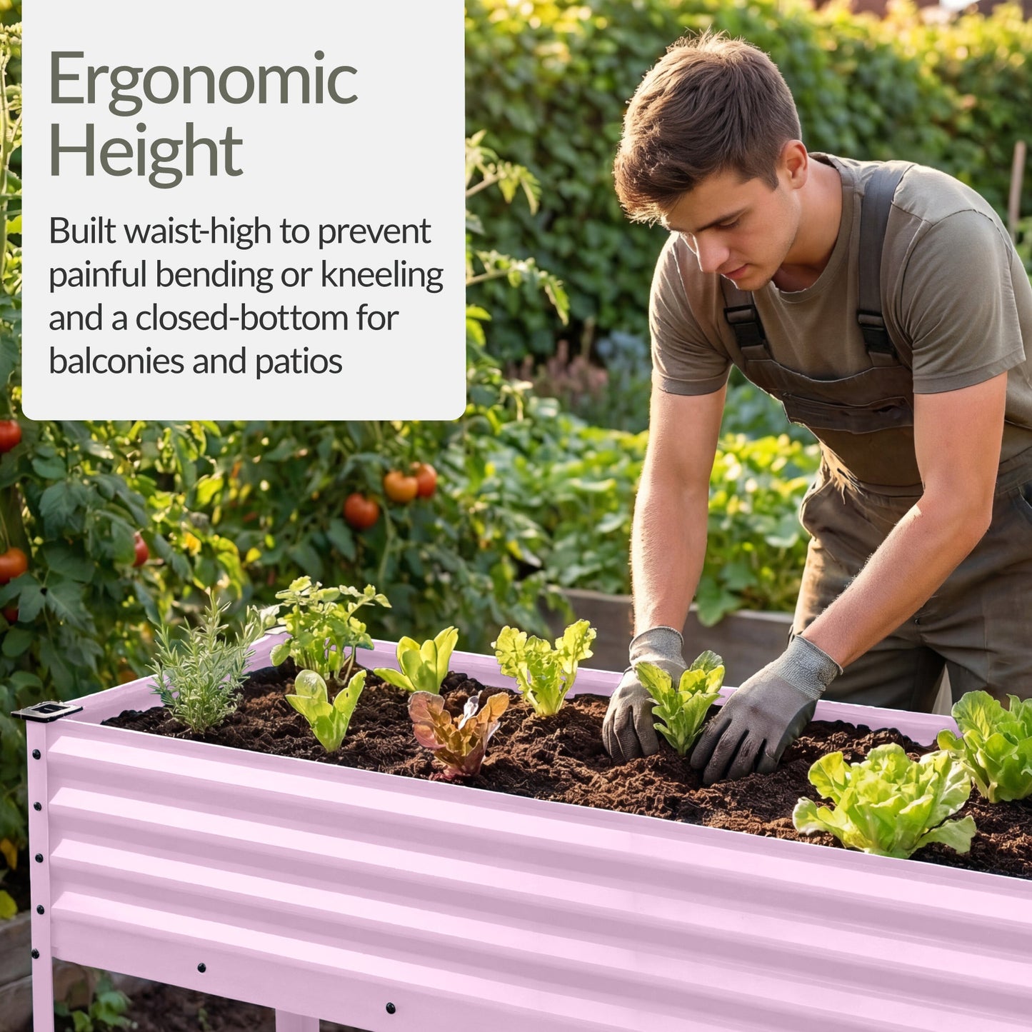 Elevated Galvanized Metal Garden Bed w/ Corner Protectors - 48x24x30in