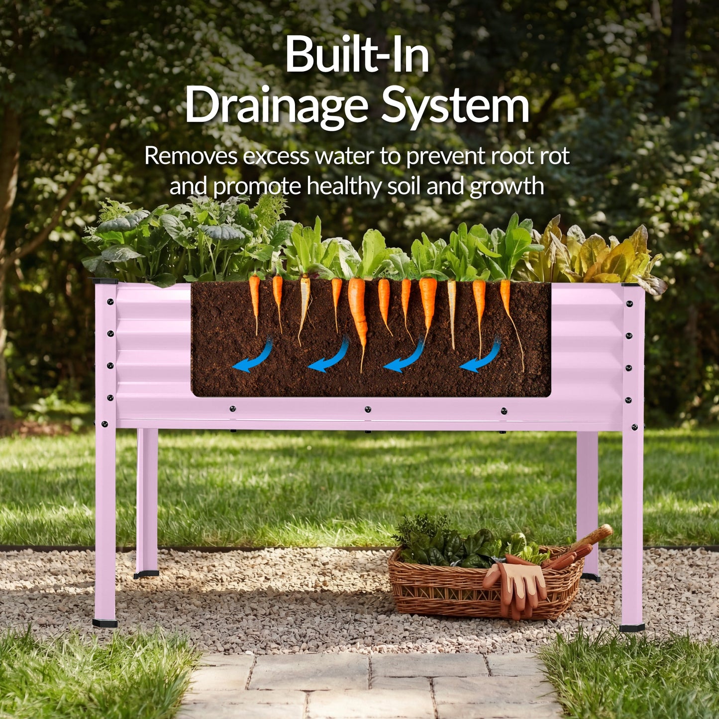 Elevated Galvanized Metal Garden Bed w/ Corner Protectors - 48x24x30in