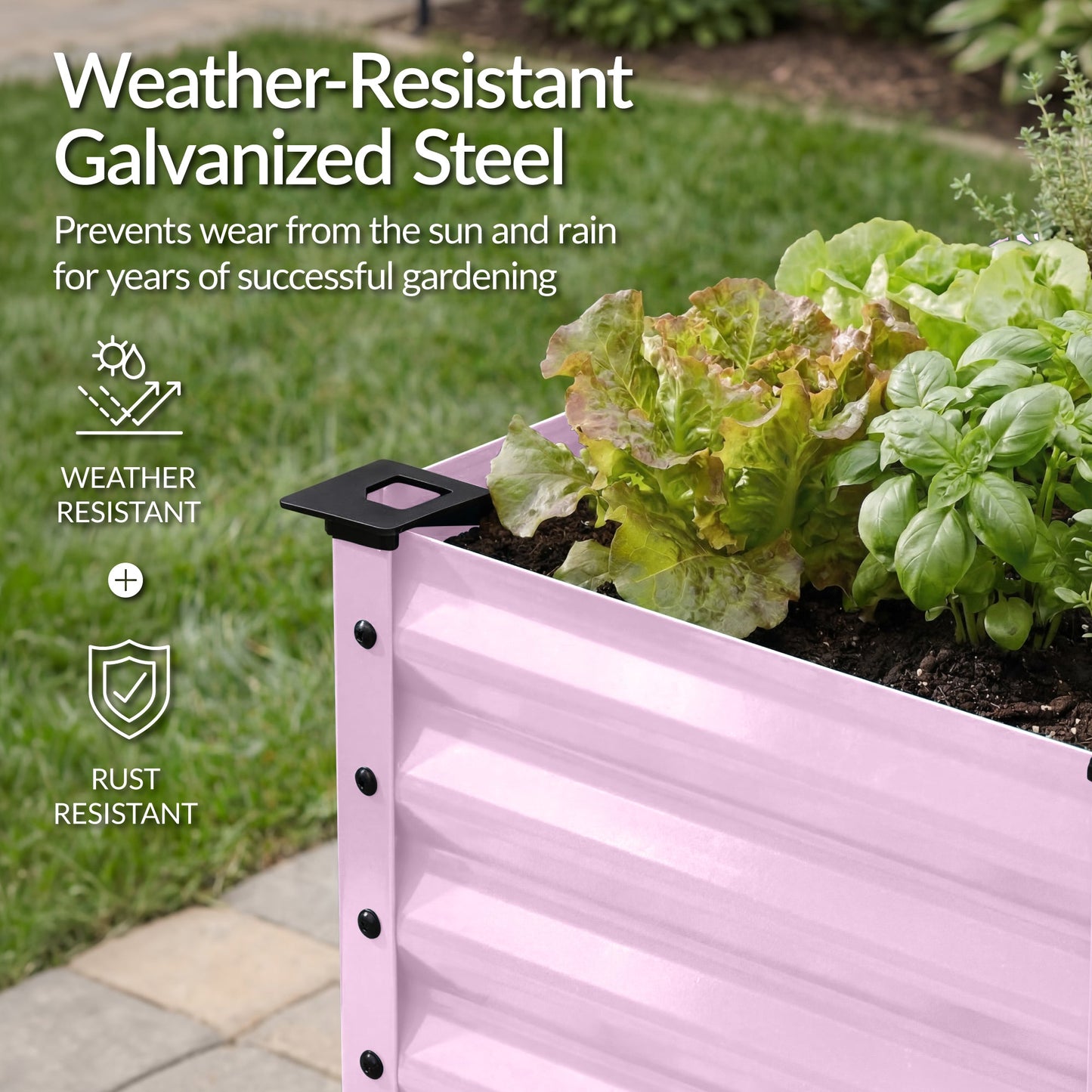 Elevated Galvanized Metal Garden Bed w/ Corner Protectors - 48x24x30in
