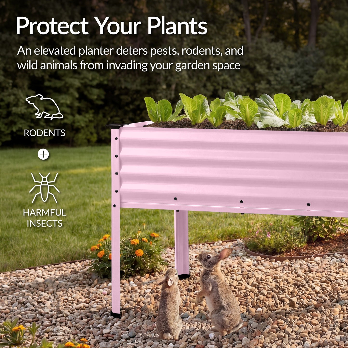 Elevated Galvanized Metal Garden Bed w/ Corner Protectors - 48x24x30in