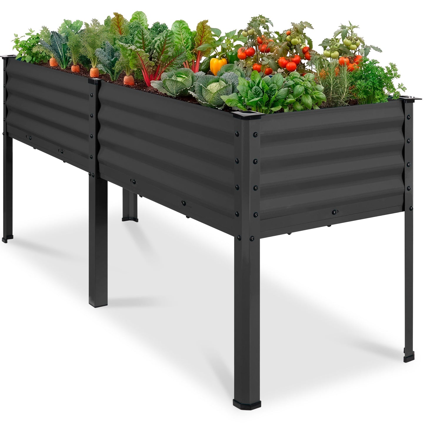 Elevated Galvanized Metal Garden Bed w/ Corner Protectors - 72x24x30in