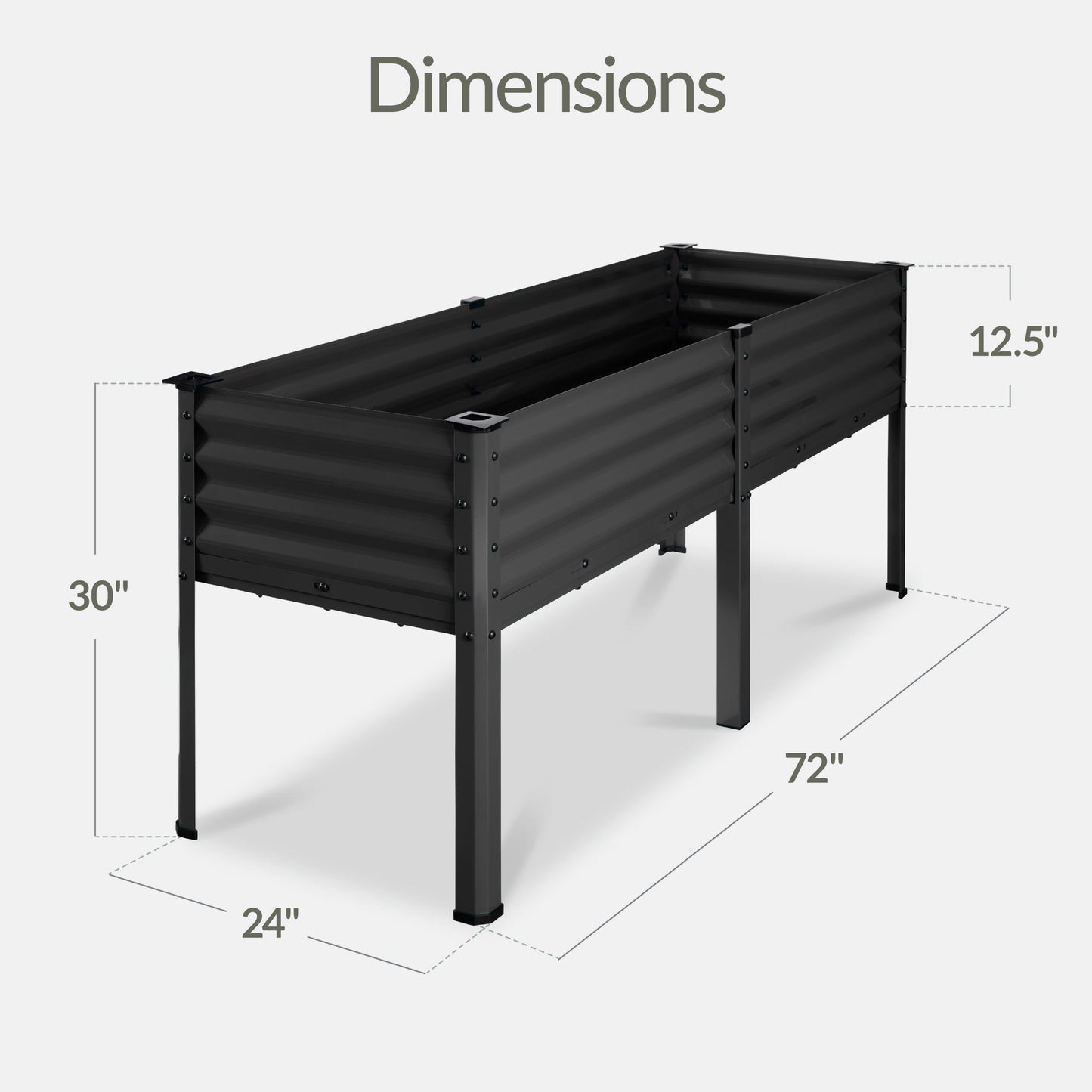 Elevated Galvanized Metal Garden Bed w/ Corner Protectors - 72x24x30in