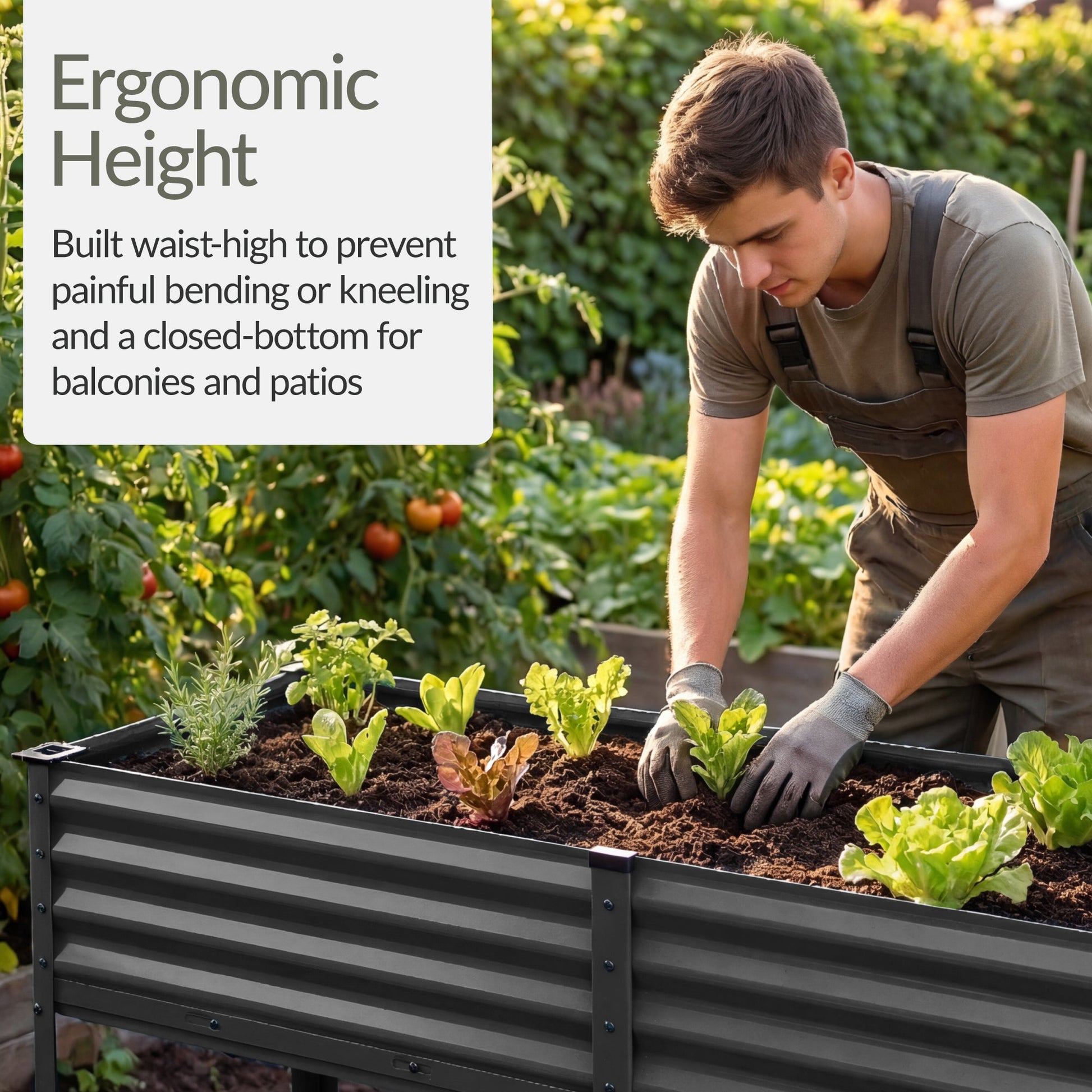 Elevated Galvanized Metal Garden Bed w/ Corner Protectors - 72x24x30in