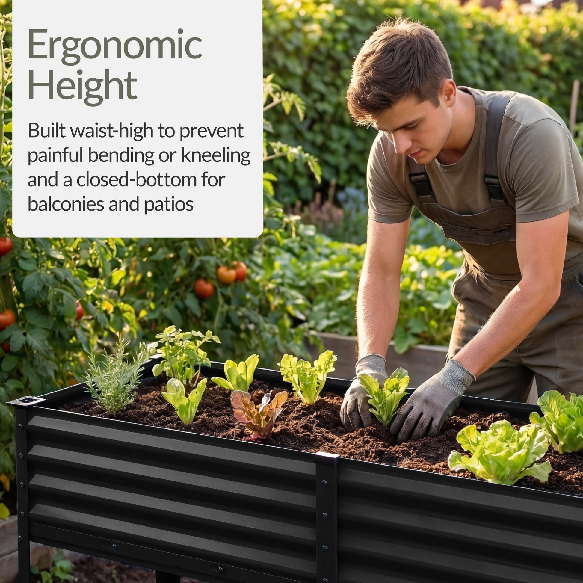 Elevated Galvanized Metal Garden Bed w/ Corner Protectors - 72x24x30in
