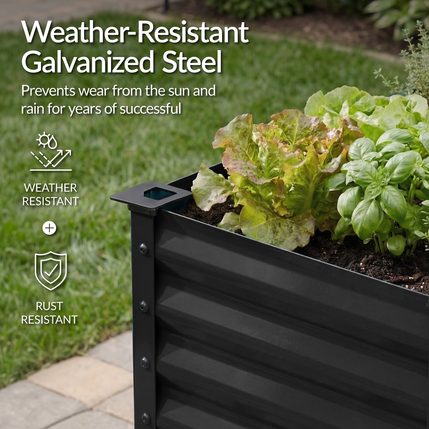 Elevated Galvanized Metal Garden Bed w/ Corner Protectors - 72x24x30in