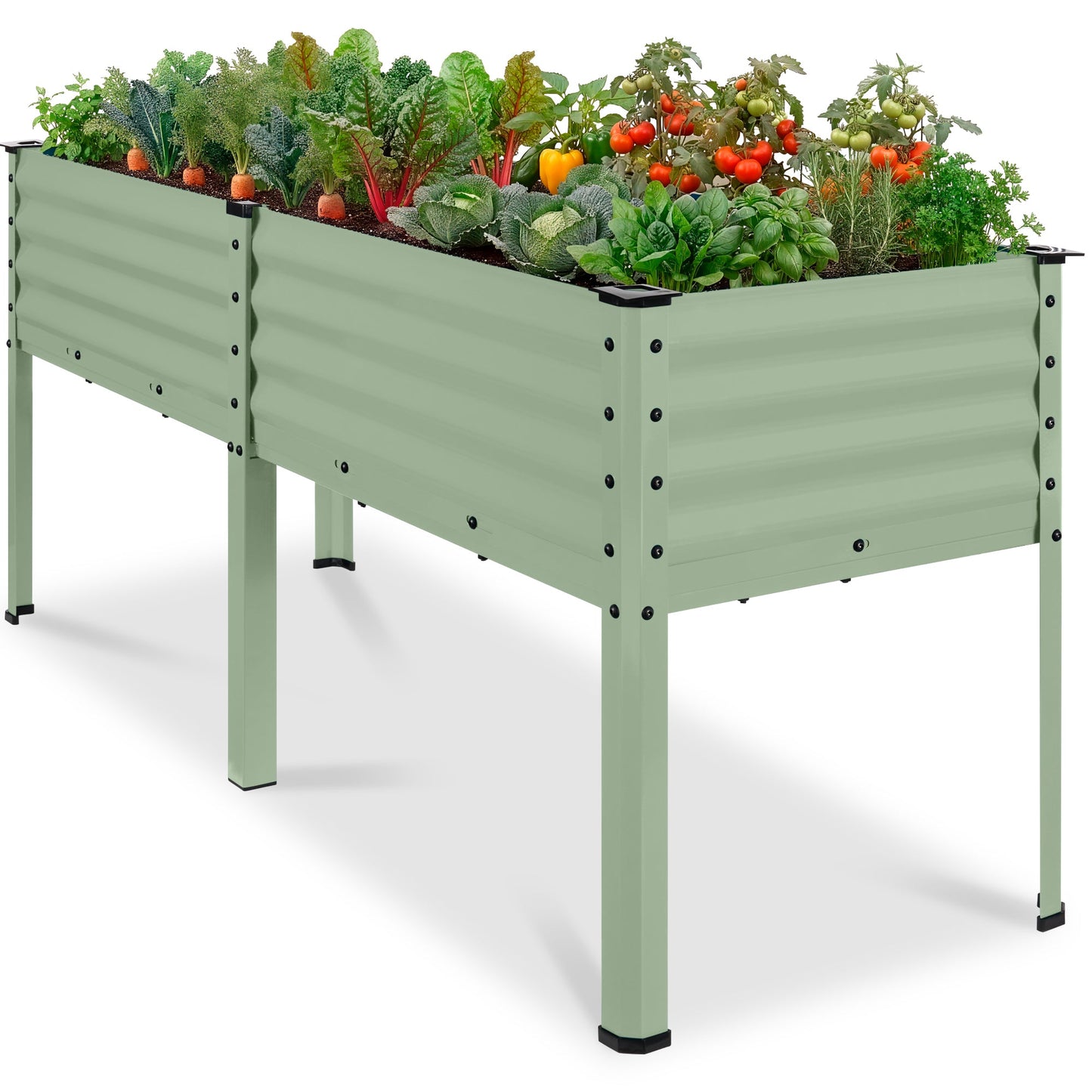 Elevated Galvanized Metal Garden Bed w/ Corner Protectors - 72x24x30in