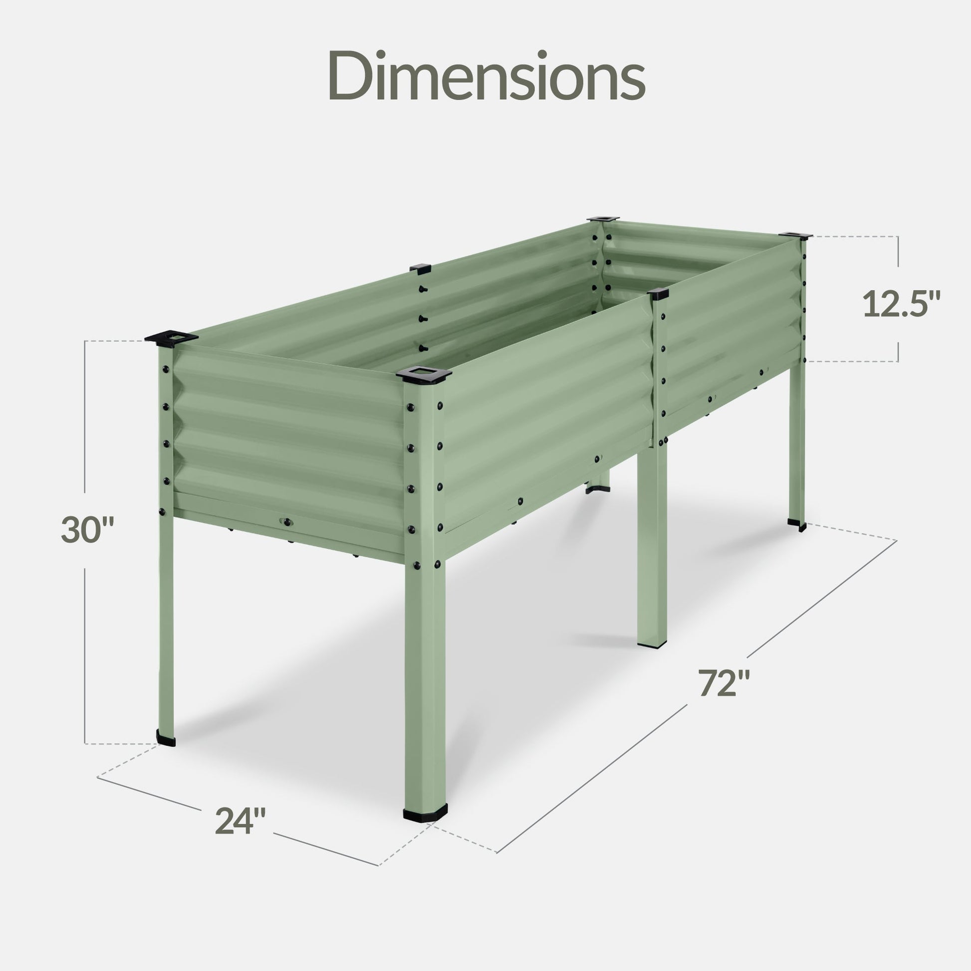 Elevated Galvanized Metal Garden Bed w/ Corner Protectors - 72x24x30in