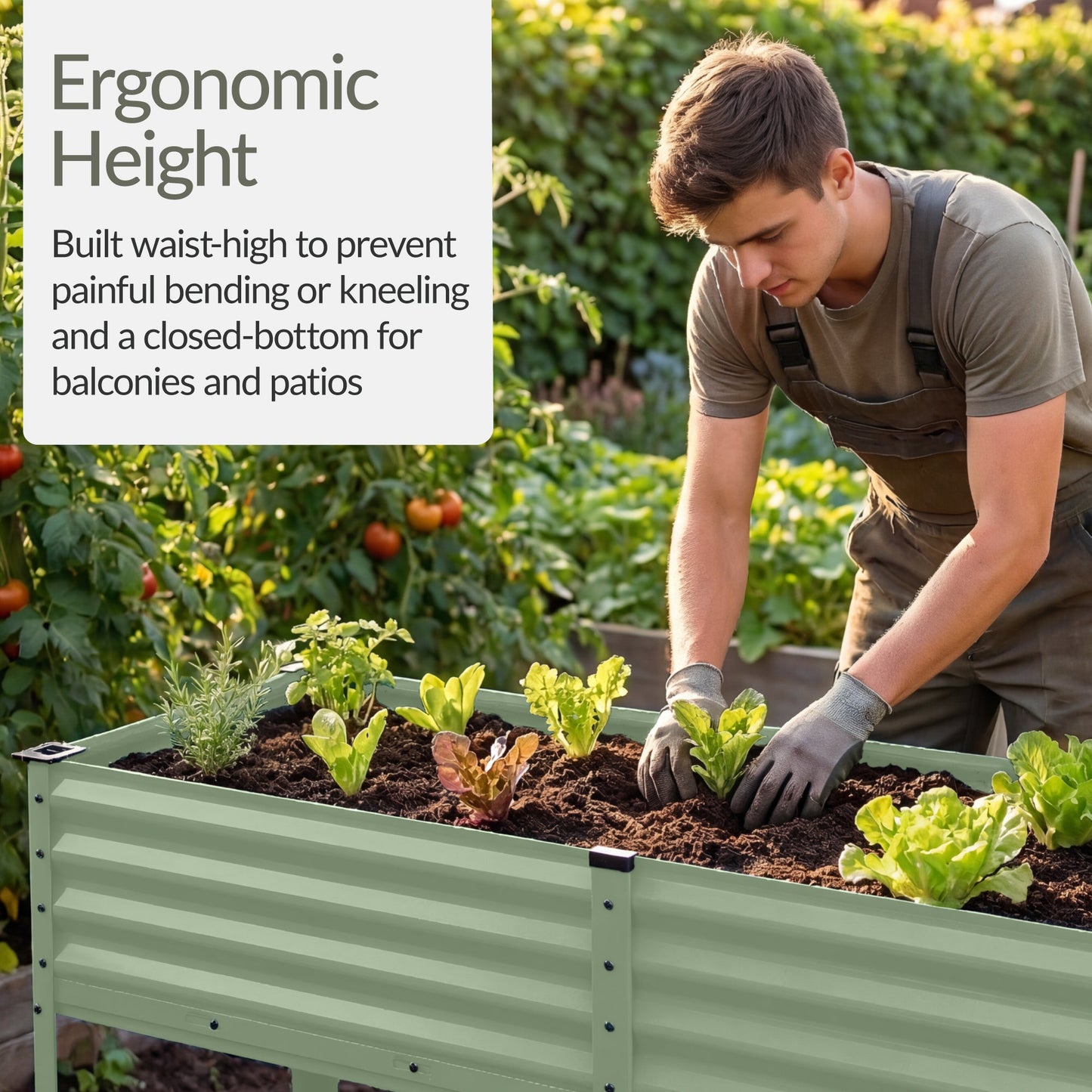 Elevated Galvanized Metal Garden Bed w/ Corner Protectors - 72x24x30in