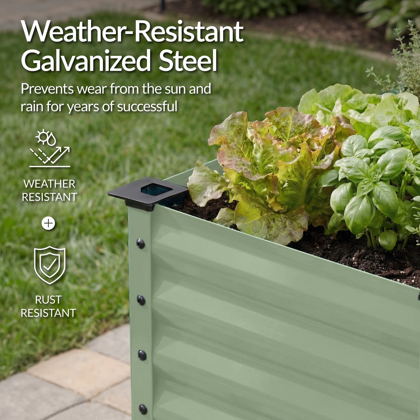 Elevated Galvanized Metal Garden Bed w/ Corner Protectors - 72x24x30in