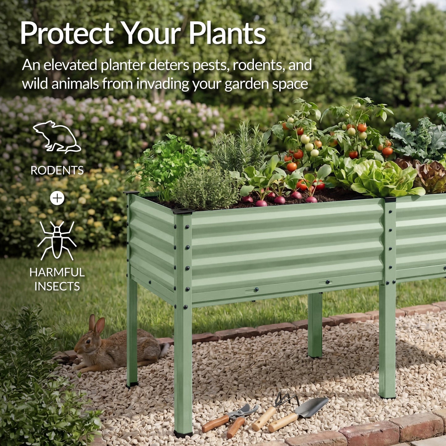Elevated Galvanized Metal Garden Bed w/ Corner Protectors - 72x24x30in