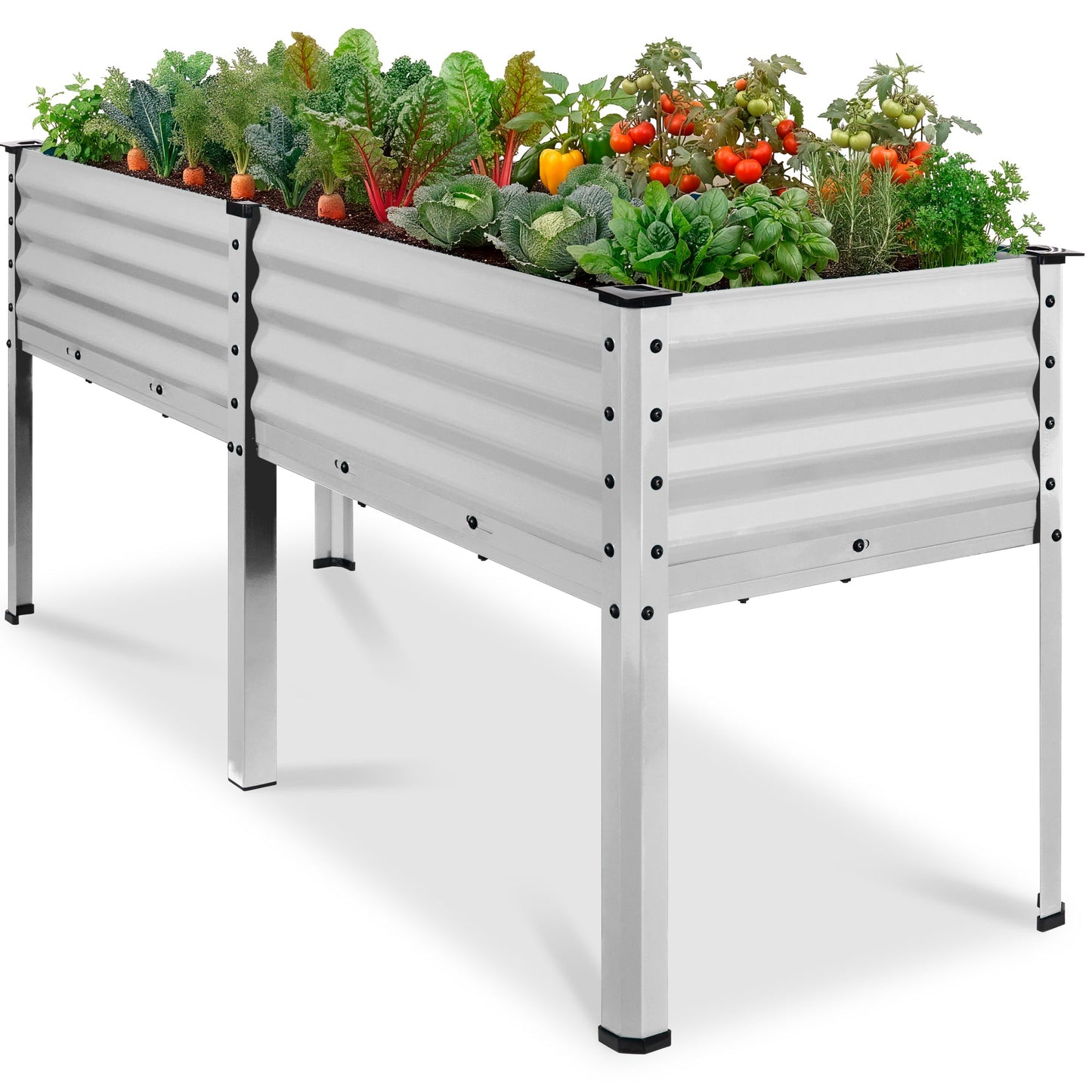 Elevated Galvanized Metal Garden Bed w/ Corner Protectors - 72x24x30in