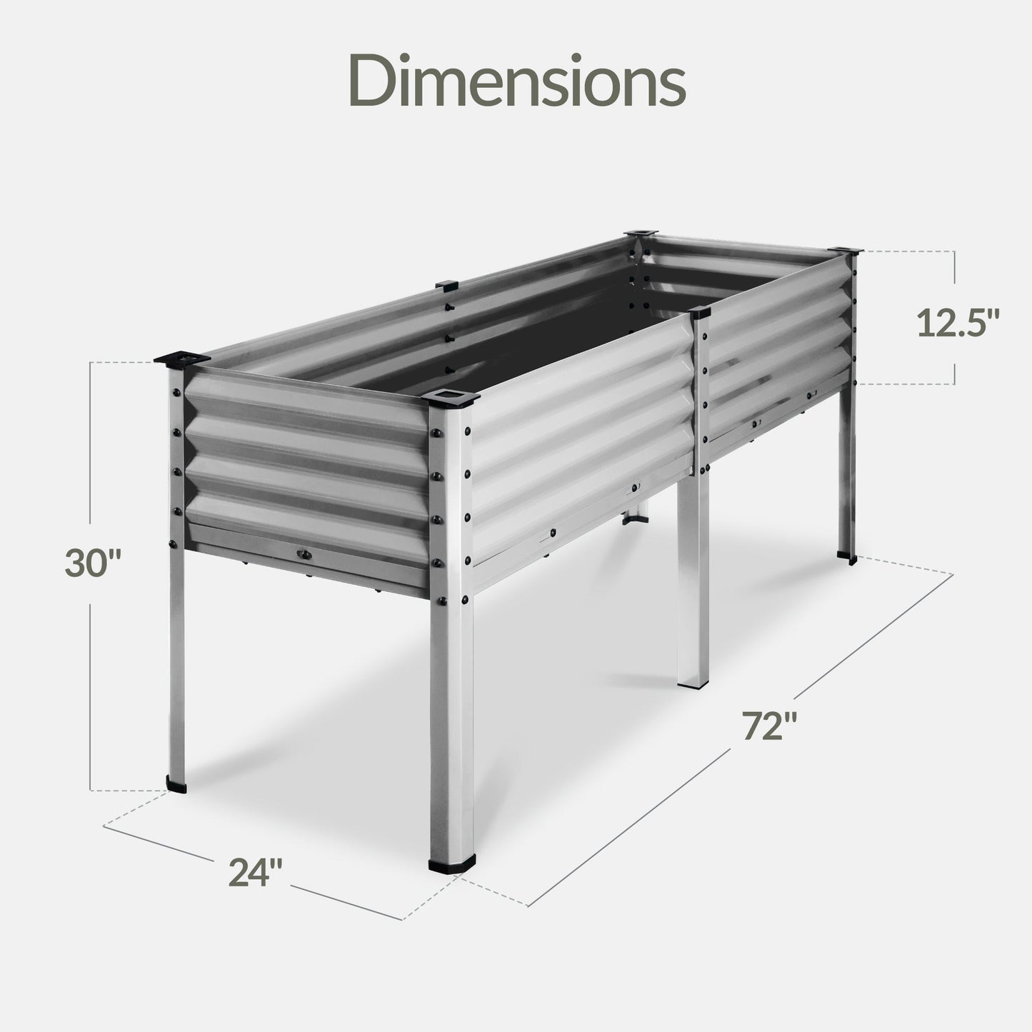 Elevated Galvanized Metal Garden Bed w/ Corner Protectors - 72x24x30in