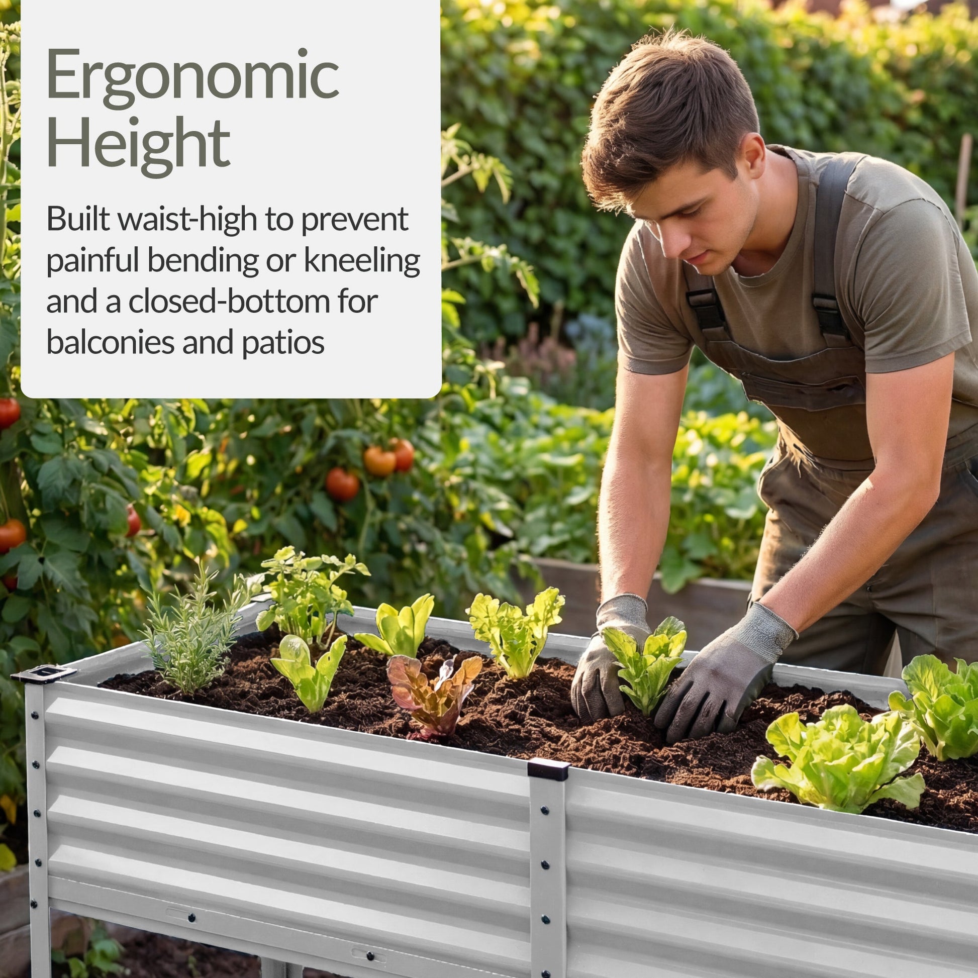 Elevated Galvanized Metal Garden Bed w/ Corner Protectors - 72x24x30in