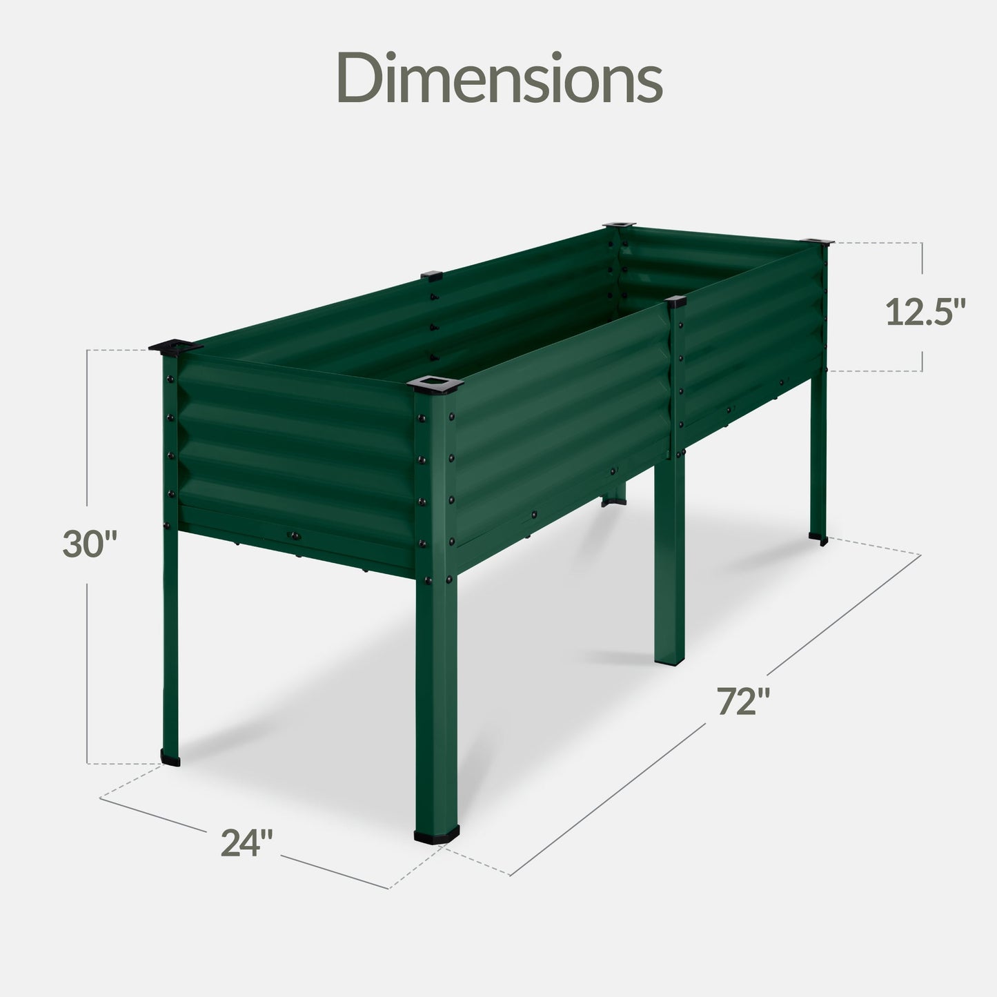 Elevated Galvanized Metal Garden Bed w/ Corner Protectors - 72x24x30in