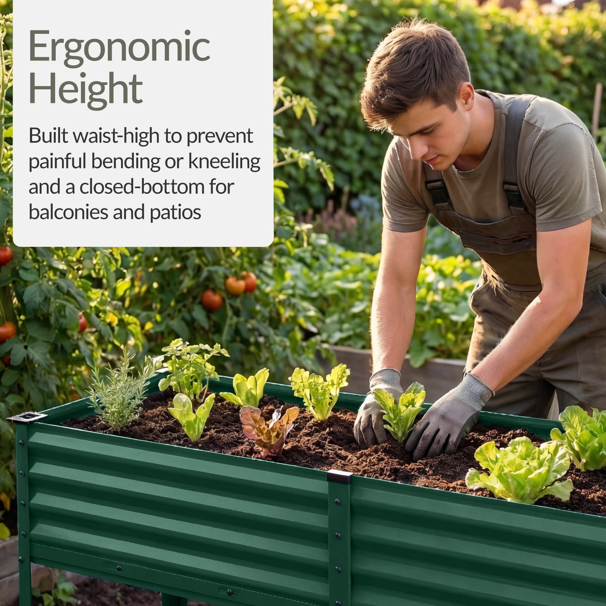 Elevated Galvanized Metal Garden Bed w/ Corner Protectors - 72x24x30in
