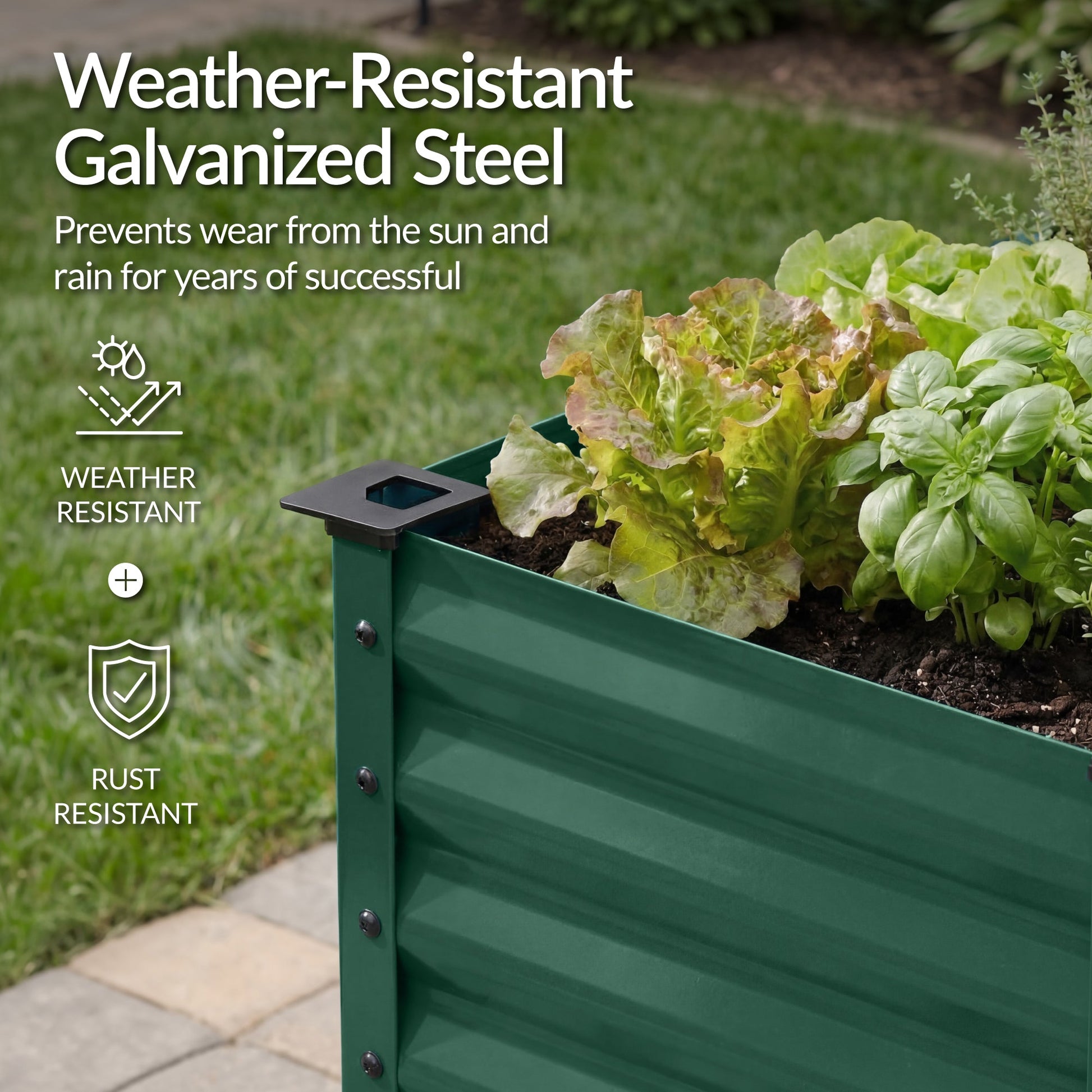 Elevated Galvanized Metal Garden Bed w/ Corner Protectors - 72x24x30in
