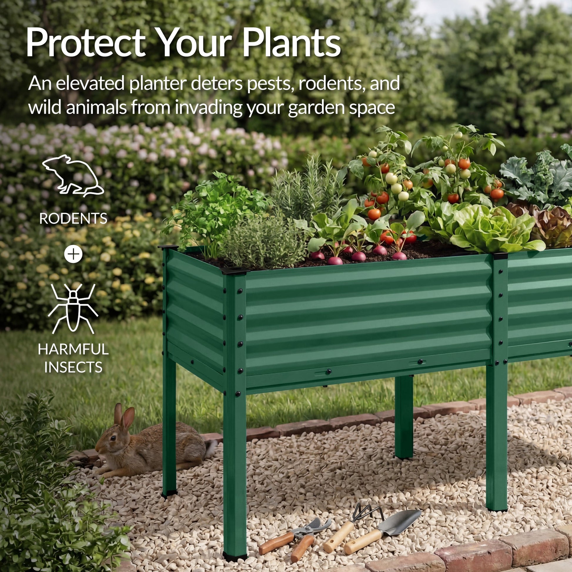 Elevated Galvanized Metal Garden Bed w/ Corner Protectors - 72x24x30in