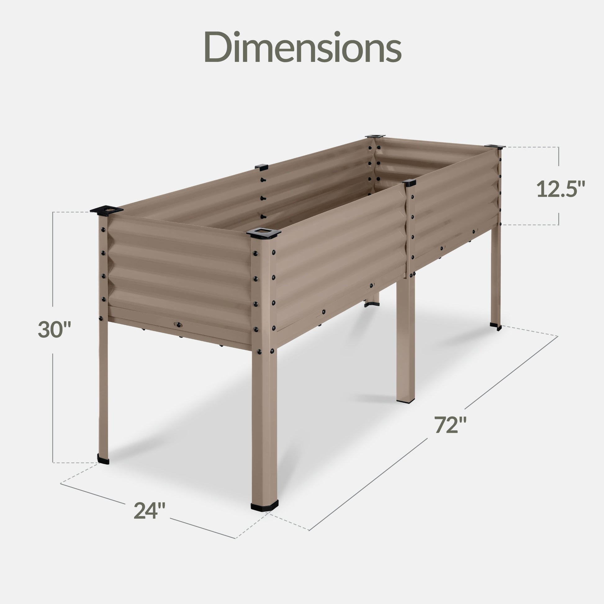 Elevated Galvanized Metal Garden Bed w/ Corner Protectors - 72x24x30in