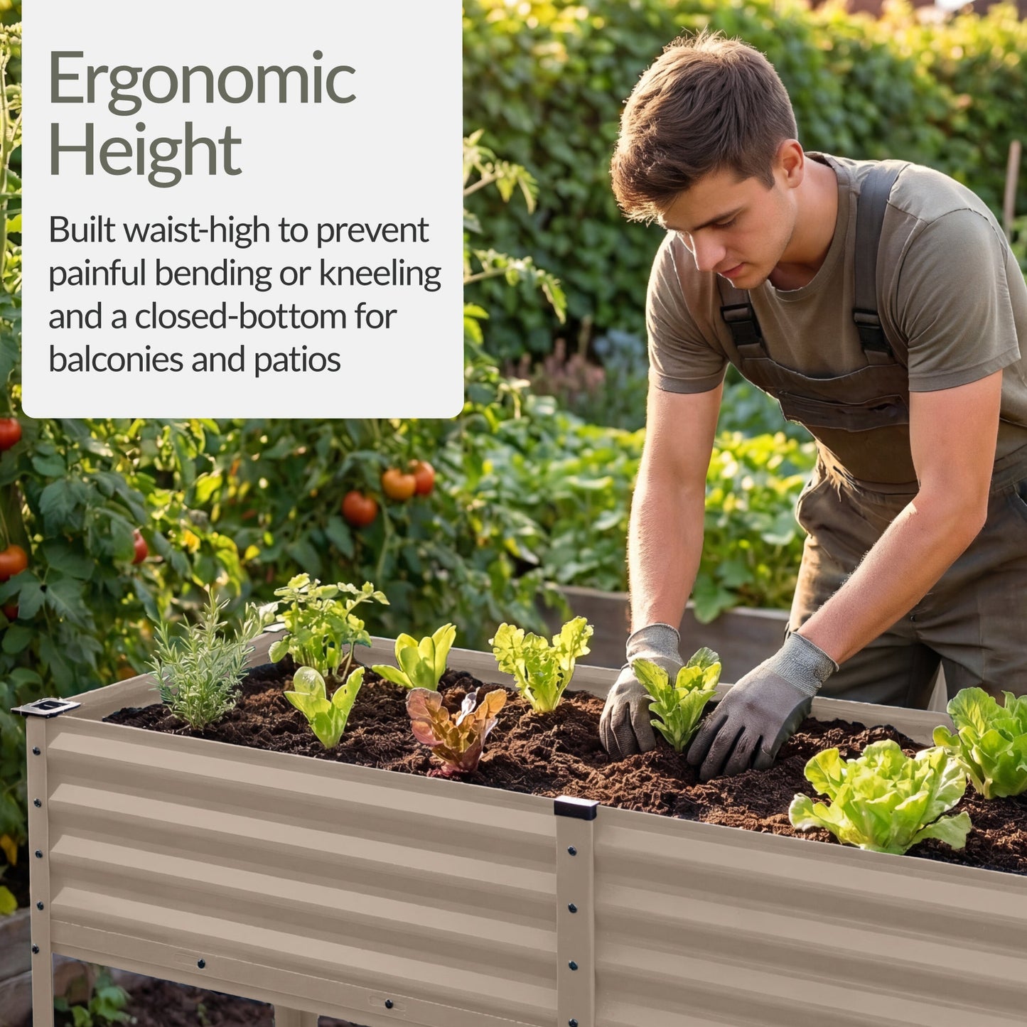 Elevated Galvanized Metal Garden Bed w/ Corner Protectors - 72x24x30in
