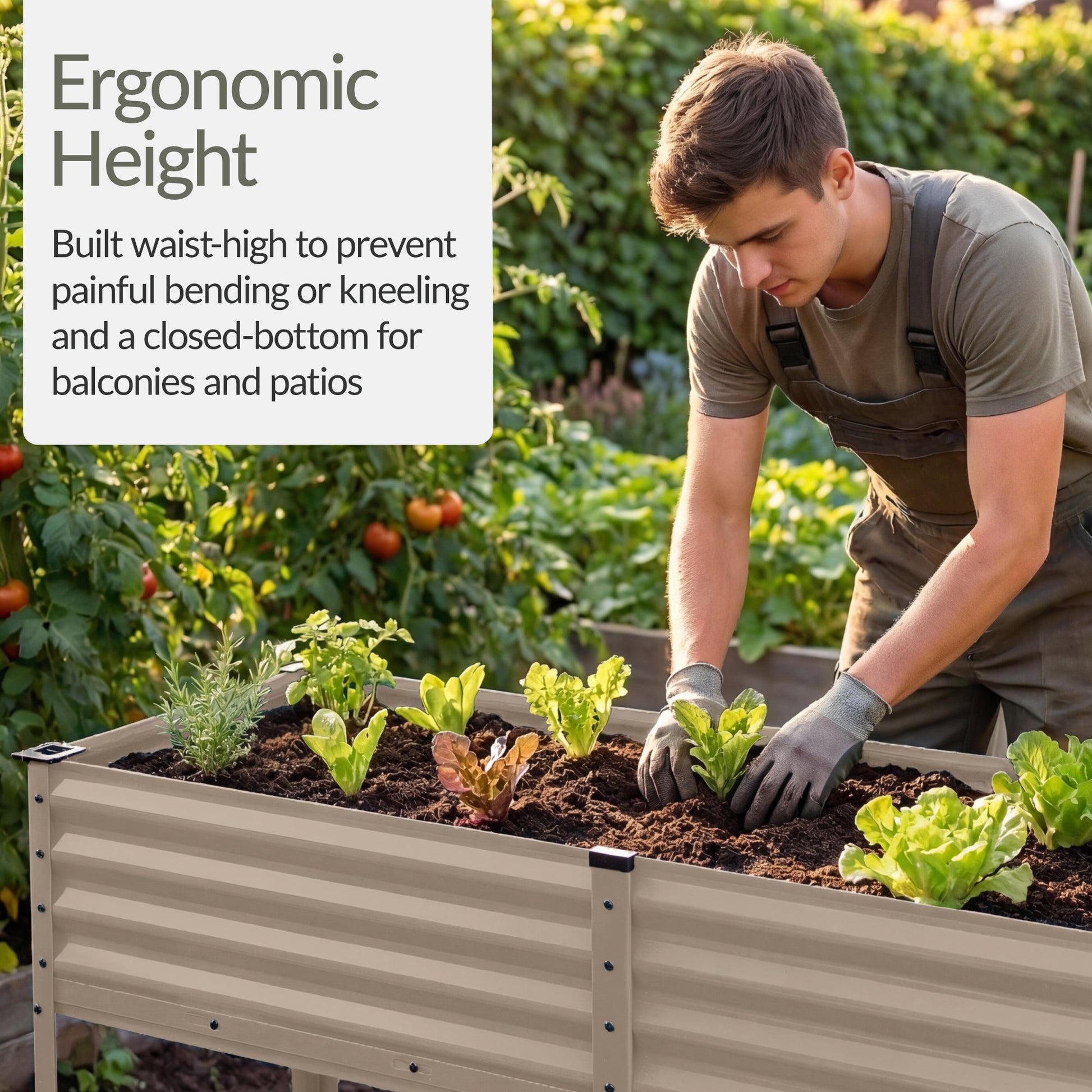 Elevated Galvanized Metal Garden Bed w/ Corner Protectors - 72x24x30in
