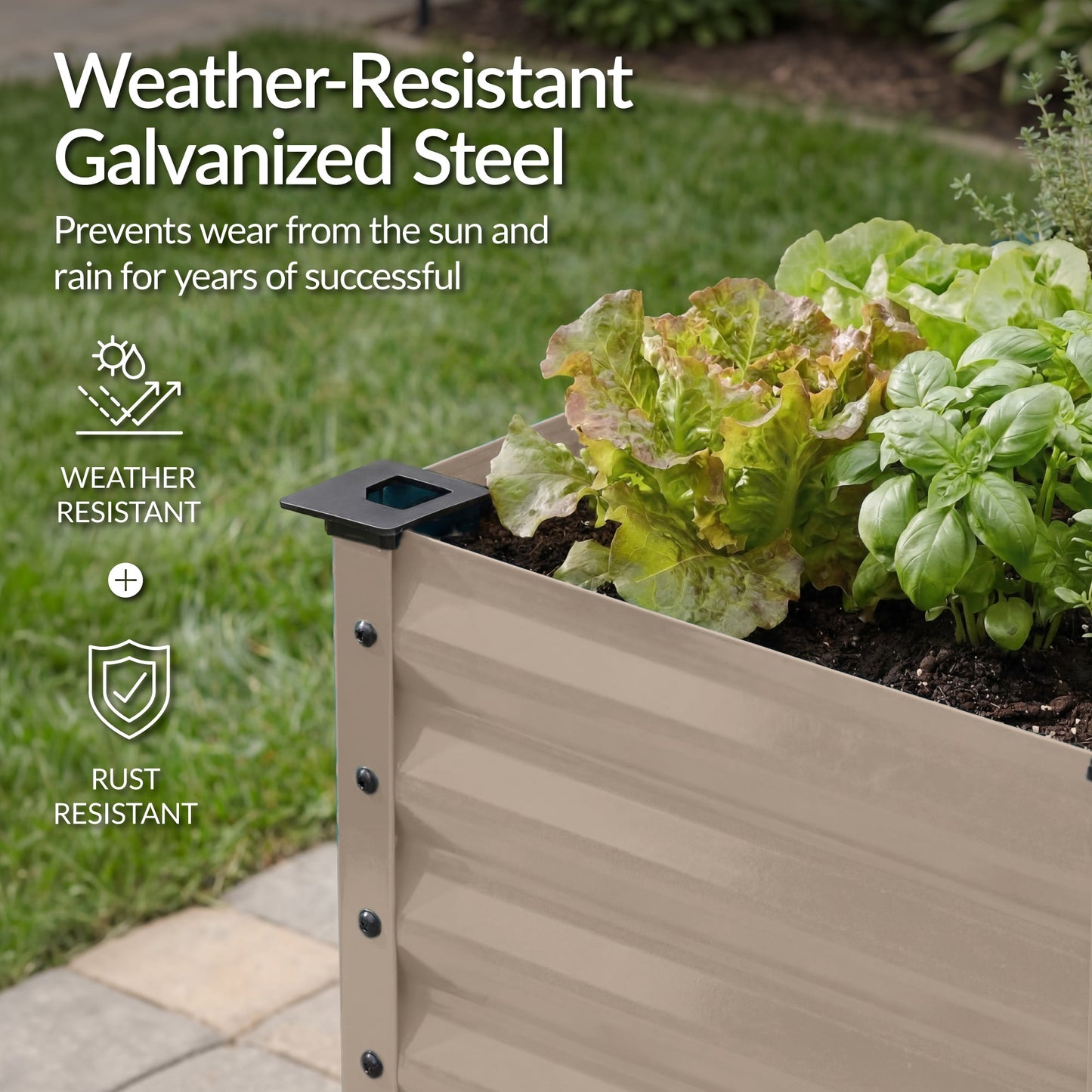 Elevated Galvanized Metal Garden Bed w/ Corner Protectors - 72x24x30in