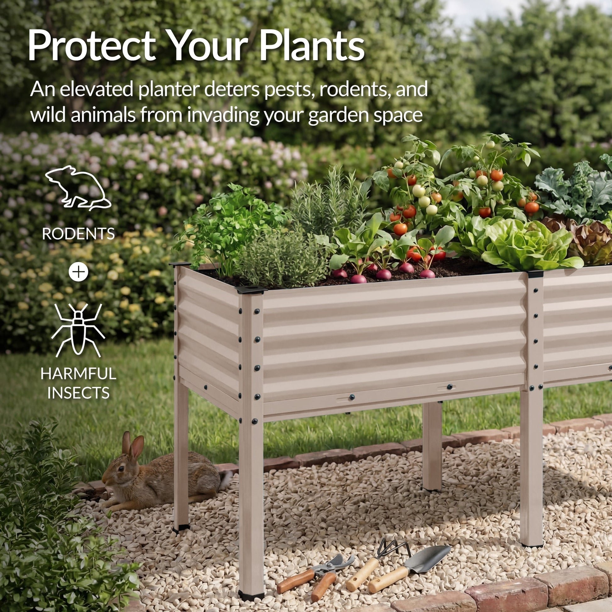 Elevated Galvanized Metal Garden Bed w/ Corner Protectors - 72x24x30in