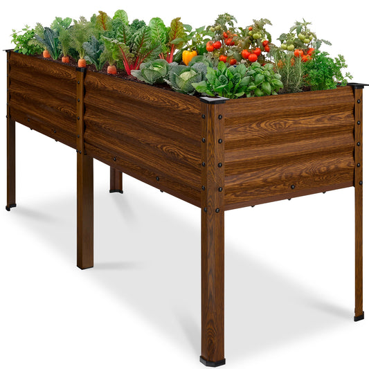 Elevated Galvanized Metal Garden Bed w/ Corner Protectors - 72x24x30in
