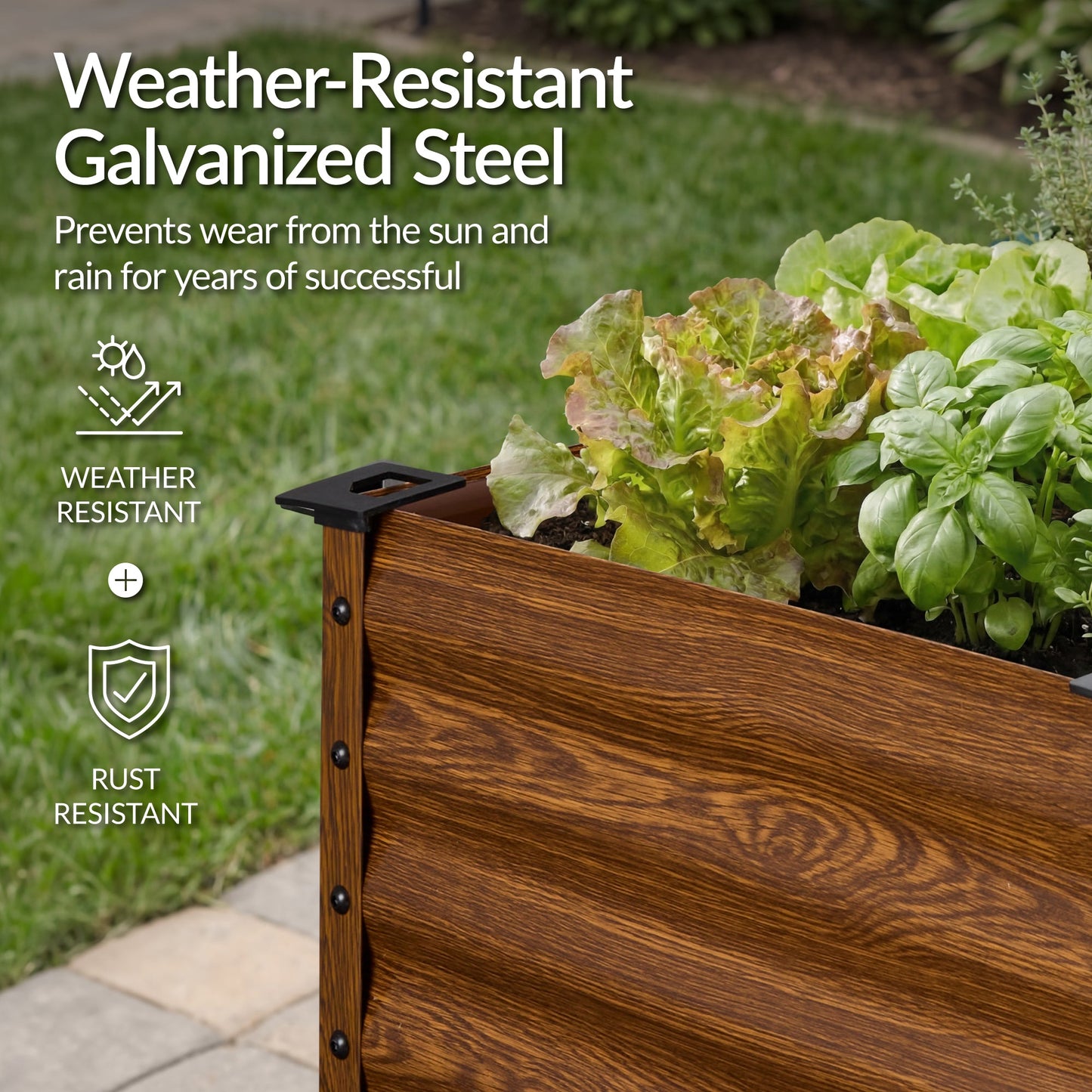 Elevated Galvanized Metal Garden Bed w/ Corner Protectors - 72x24x30in