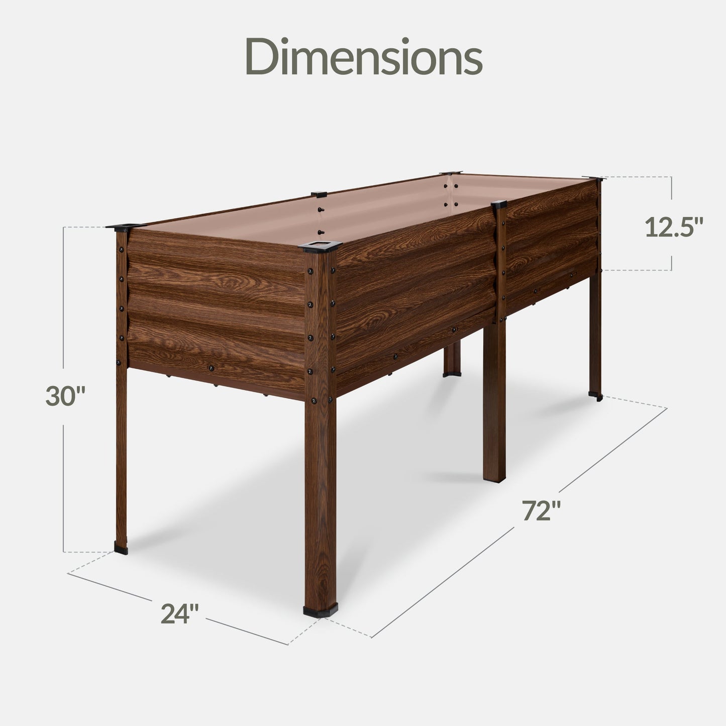 Elevated Galvanized Metal Garden Bed w/ Corner Protectors - 72x24x30in