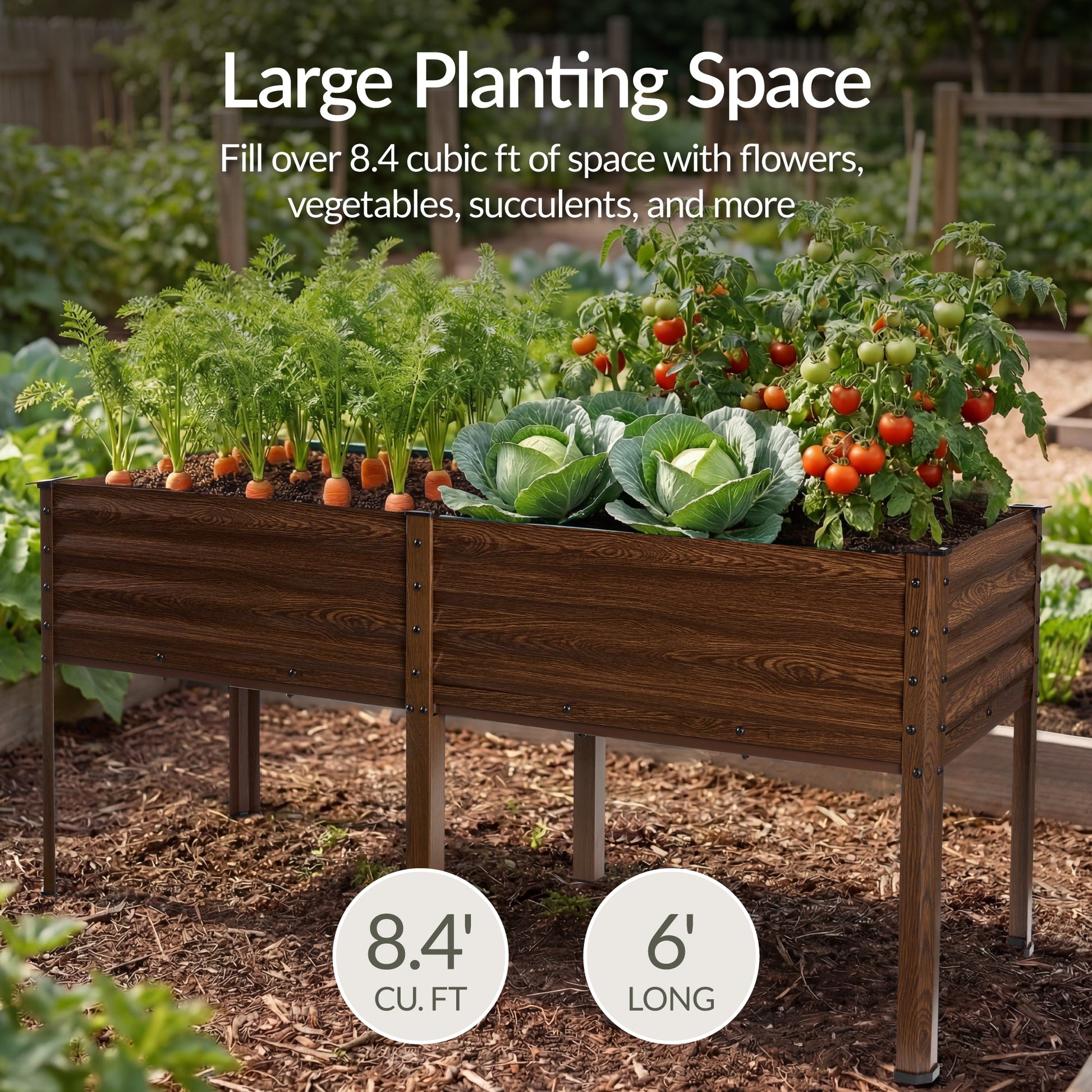 Elevated Galvanized Metal Garden Bed w/ Corner Protectors - 72x24x30in