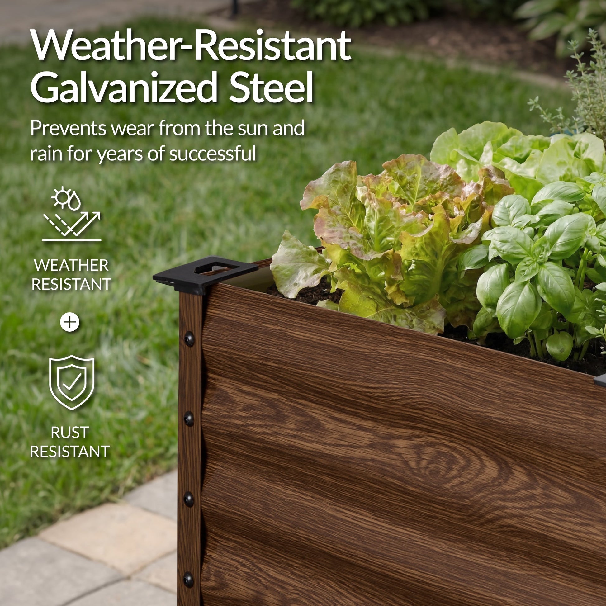Elevated Galvanized Metal Garden Bed w/ Corner Protectors - 72x24x30in
