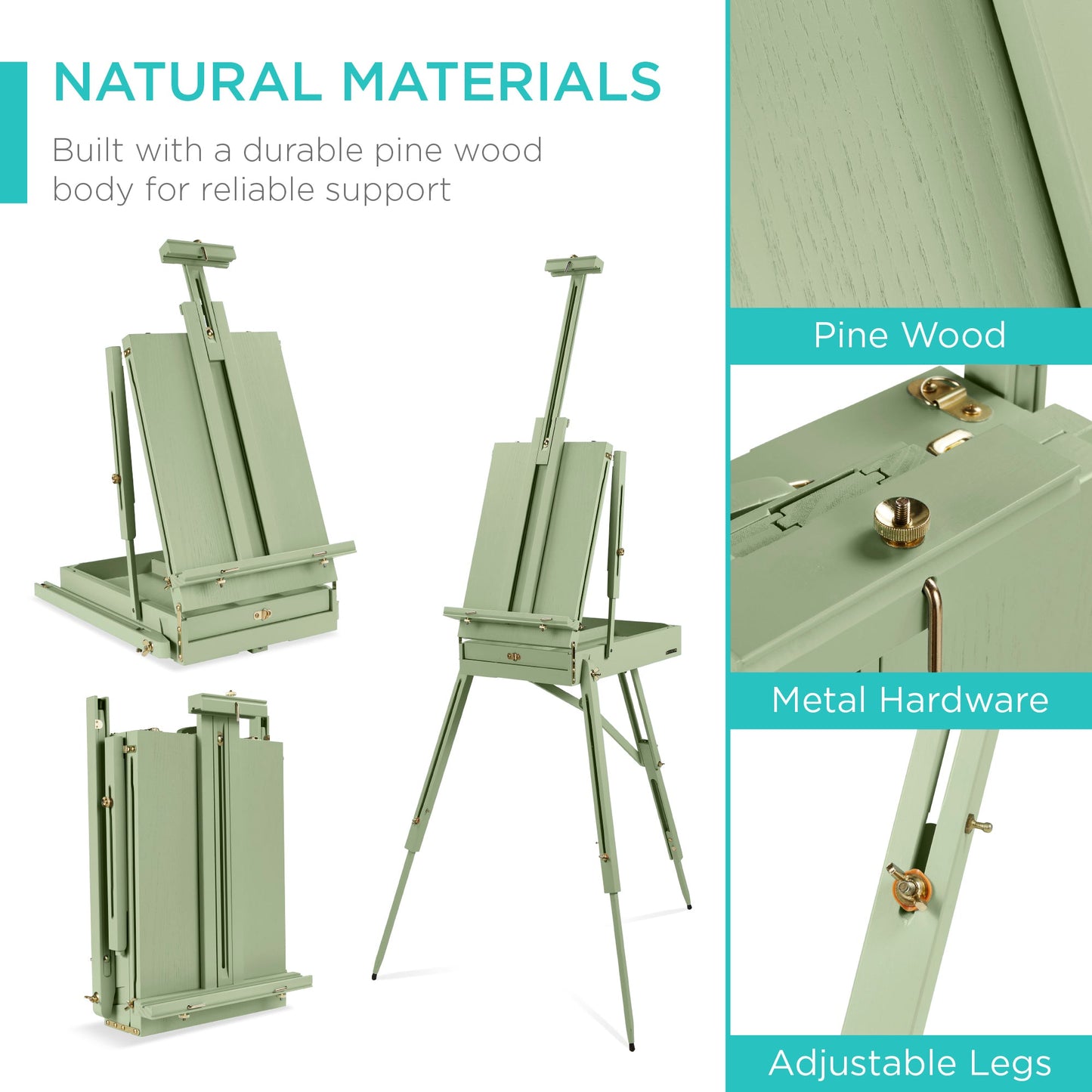 Art Easel for Painting, Portable Adjustable Tripod with 32-Piece Art Set