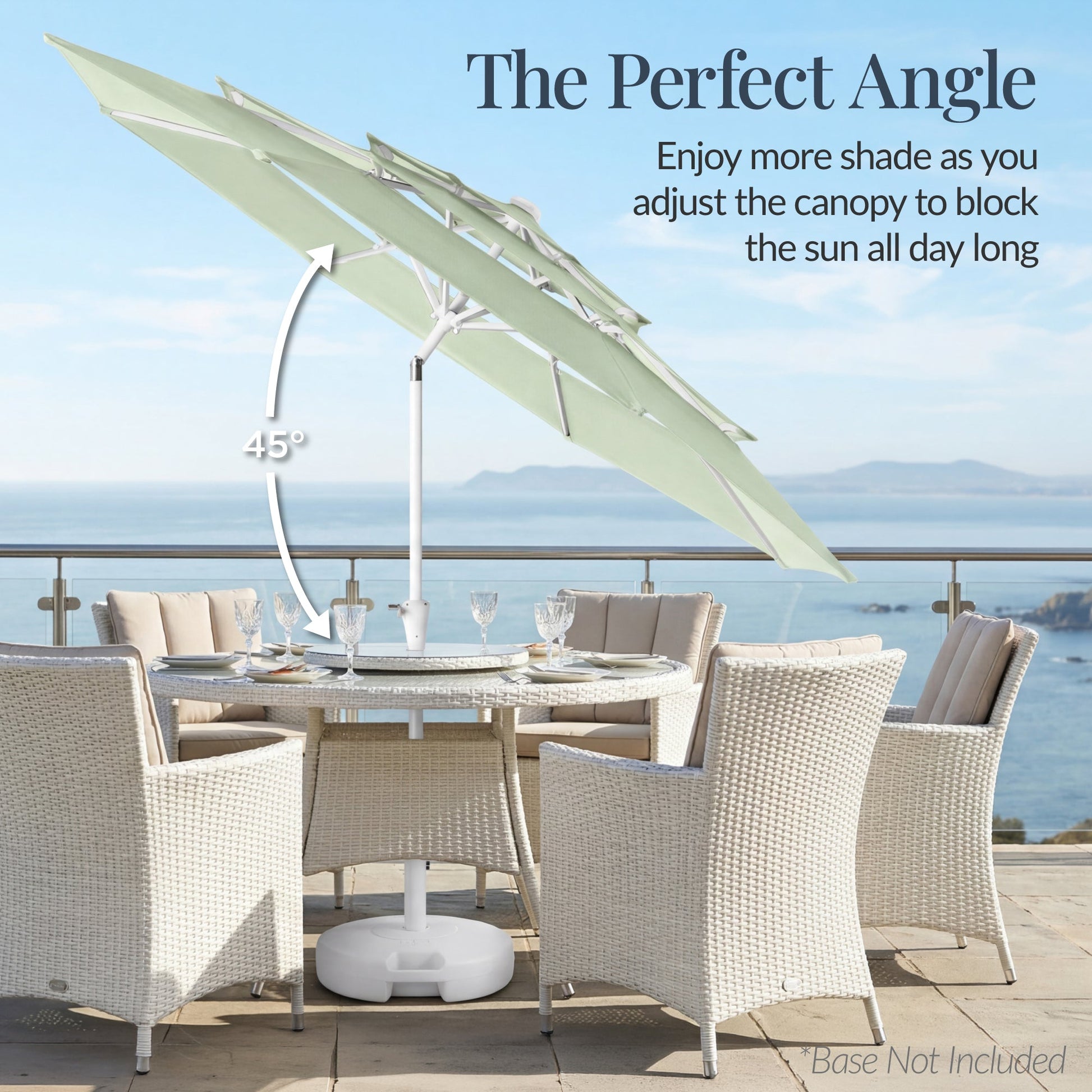 10ft 3-Tier Patio Market Umbrella White Pole, Push Button Tilt, Crank Lift