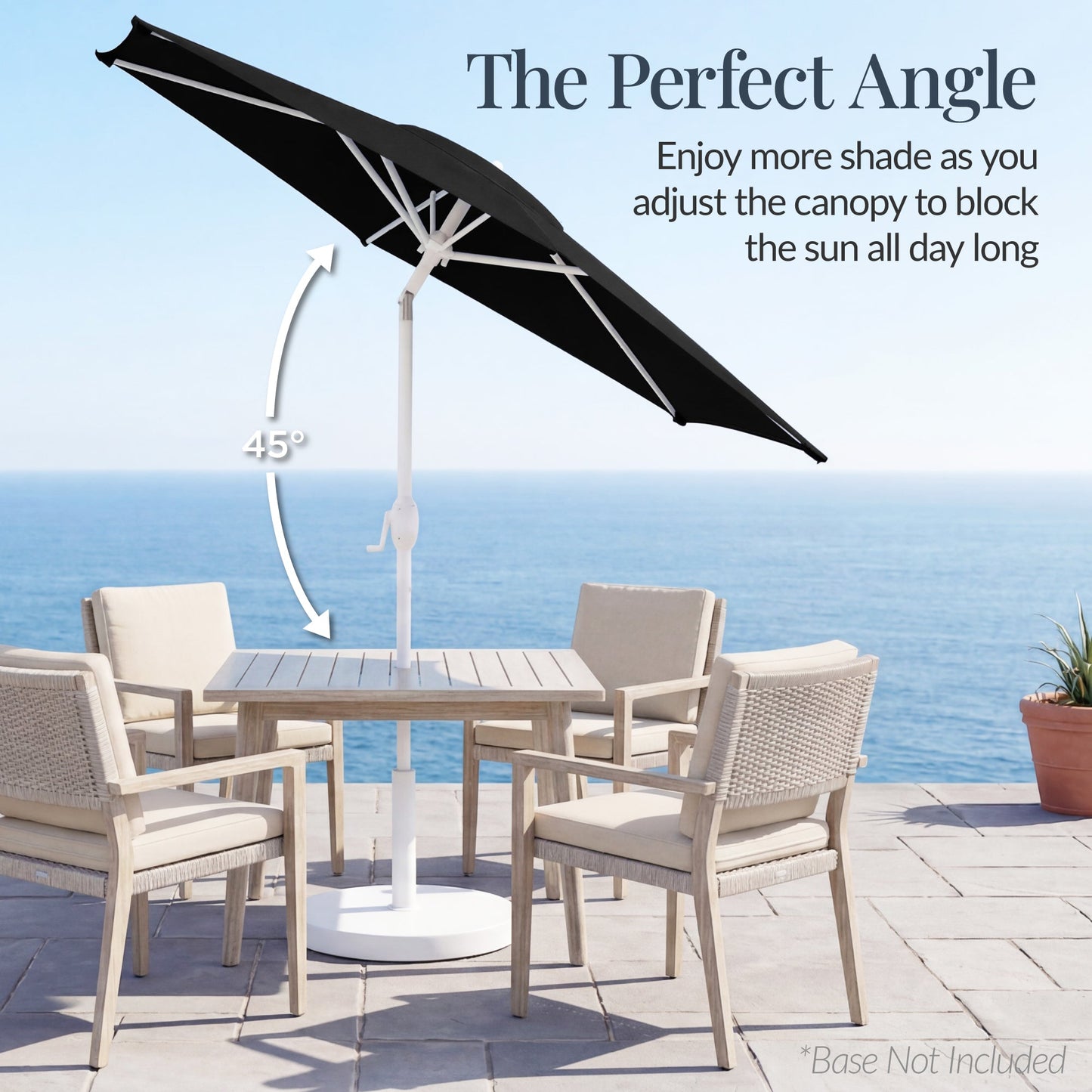 7.5ft Patio Market Umbrella with White Pole, Push Button Tilt and Crank Lift