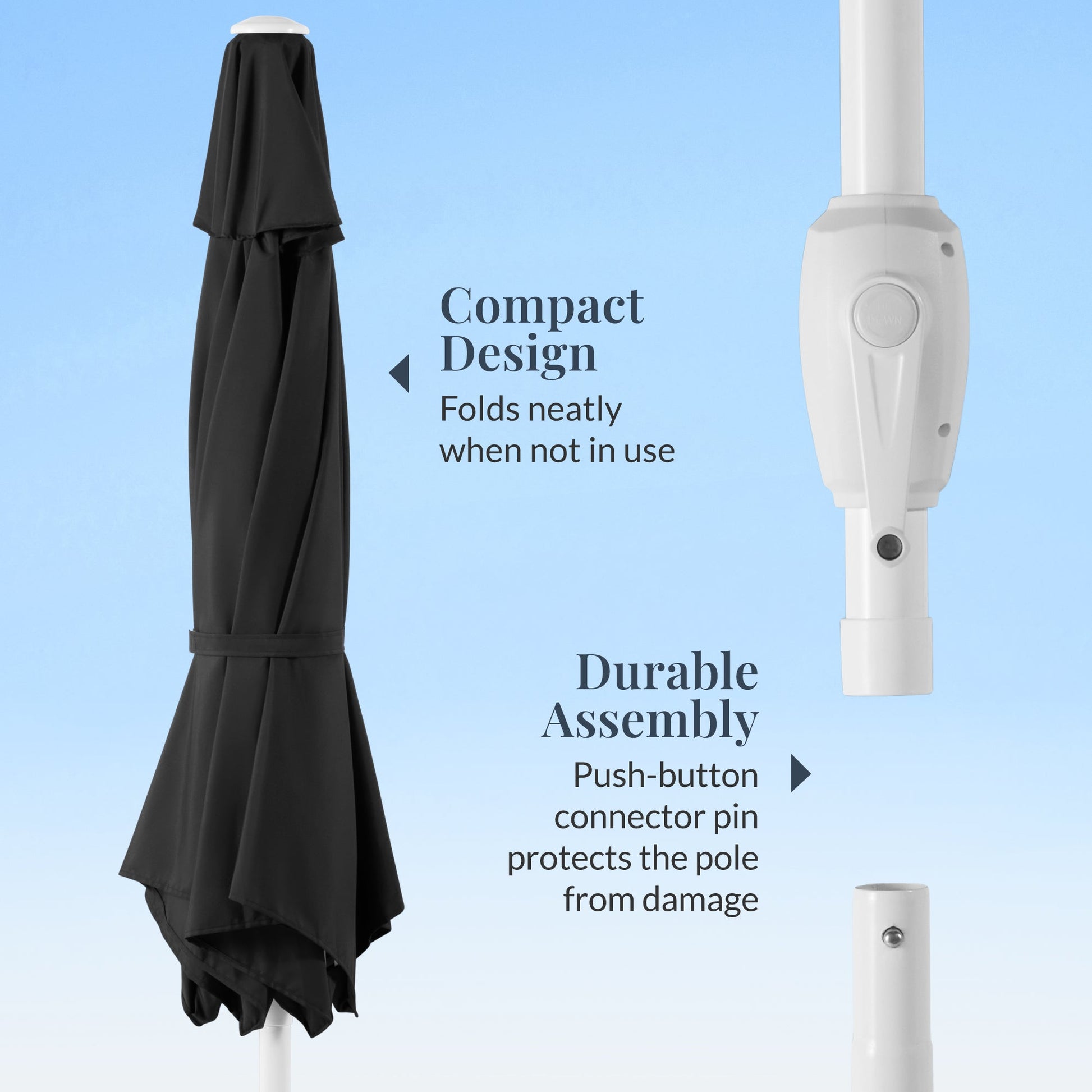 7.5ft Patio Market Umbrella with White Pole, Push Button Tilt and Crank Lift
